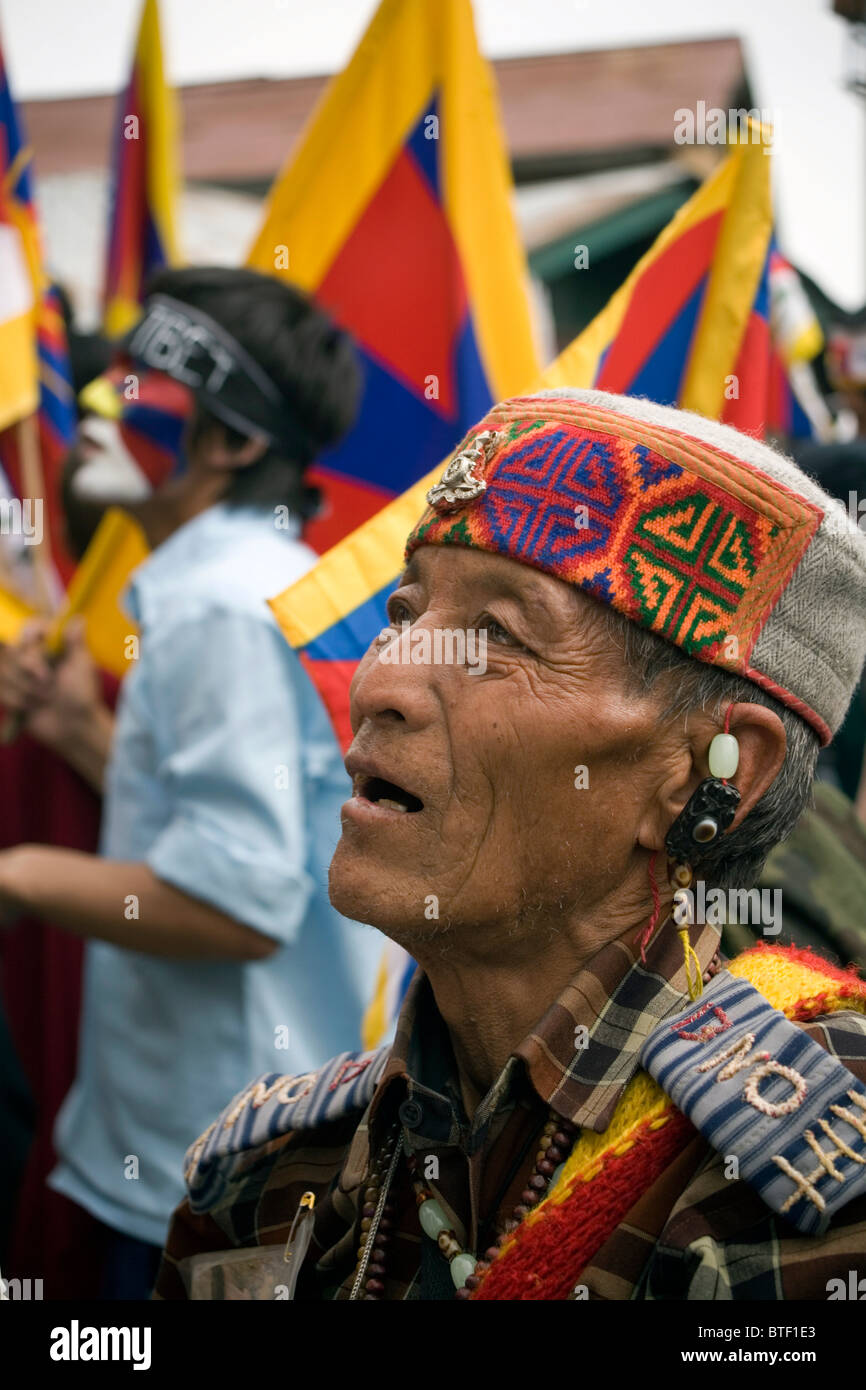 Del popolo tibetano alla insurrezione del giorno, chiedendo per la libertà e i diritti umani in Tibet Dharamsala, Himachal Pradesh, India. Foto Stock