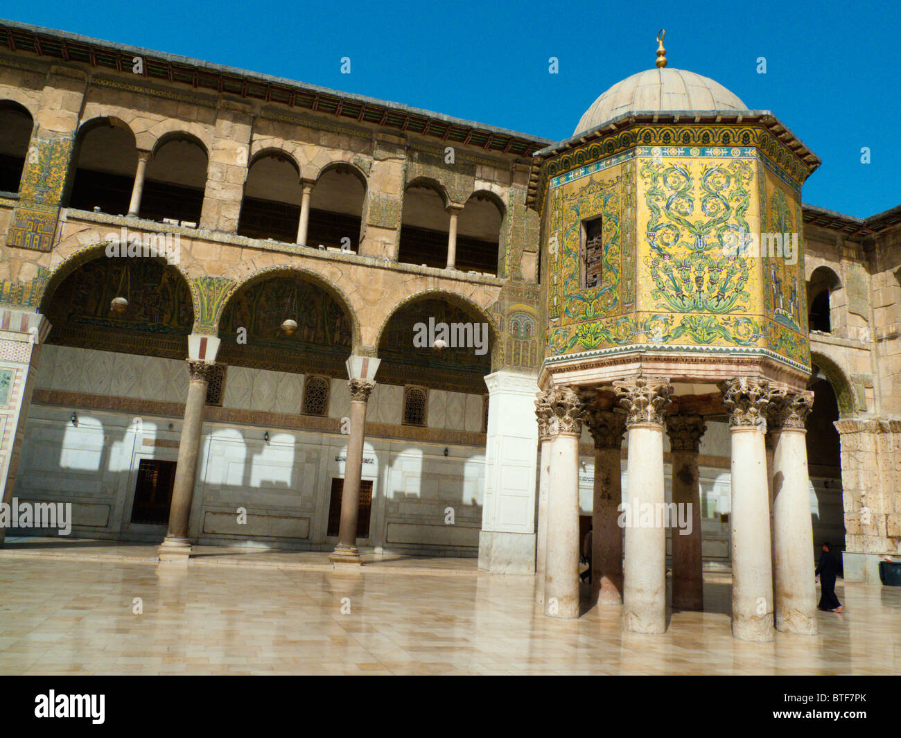 La moschea di Ummayad Completata nel 715 d.c. conosciuta anche come la Grande Moschea di Damasco, a Damasco in Siria il Medio Oriente Foto Stock