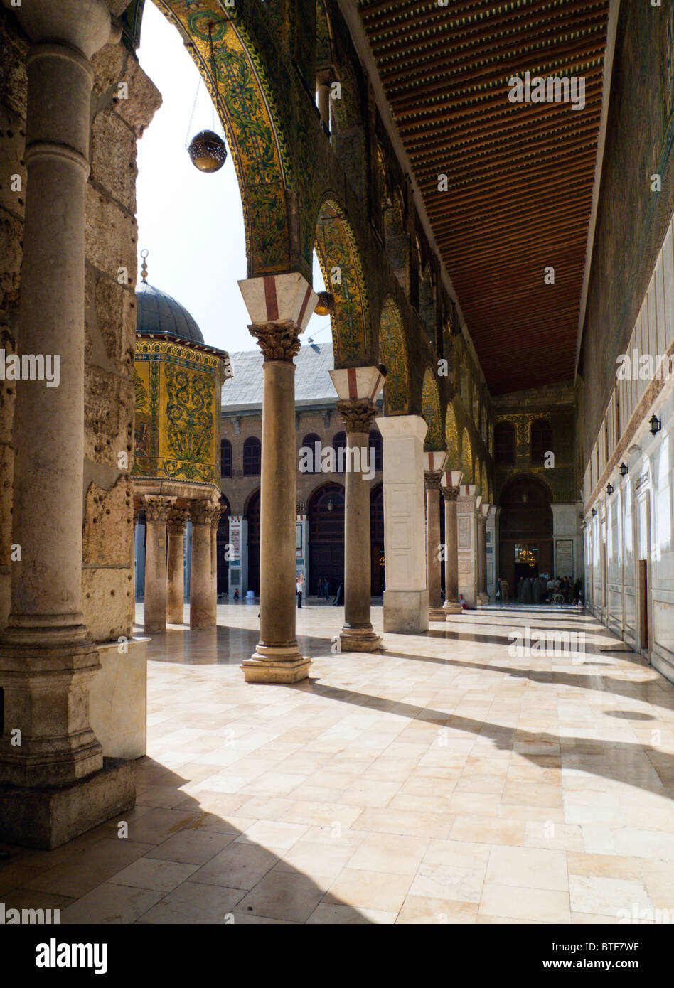 La moschea di Ummayad Completata nel 715 d.c. conosciuta anche come la Grande Moschea di Damasco, a Damasco in Siria il Medio Oriente Foto Stock