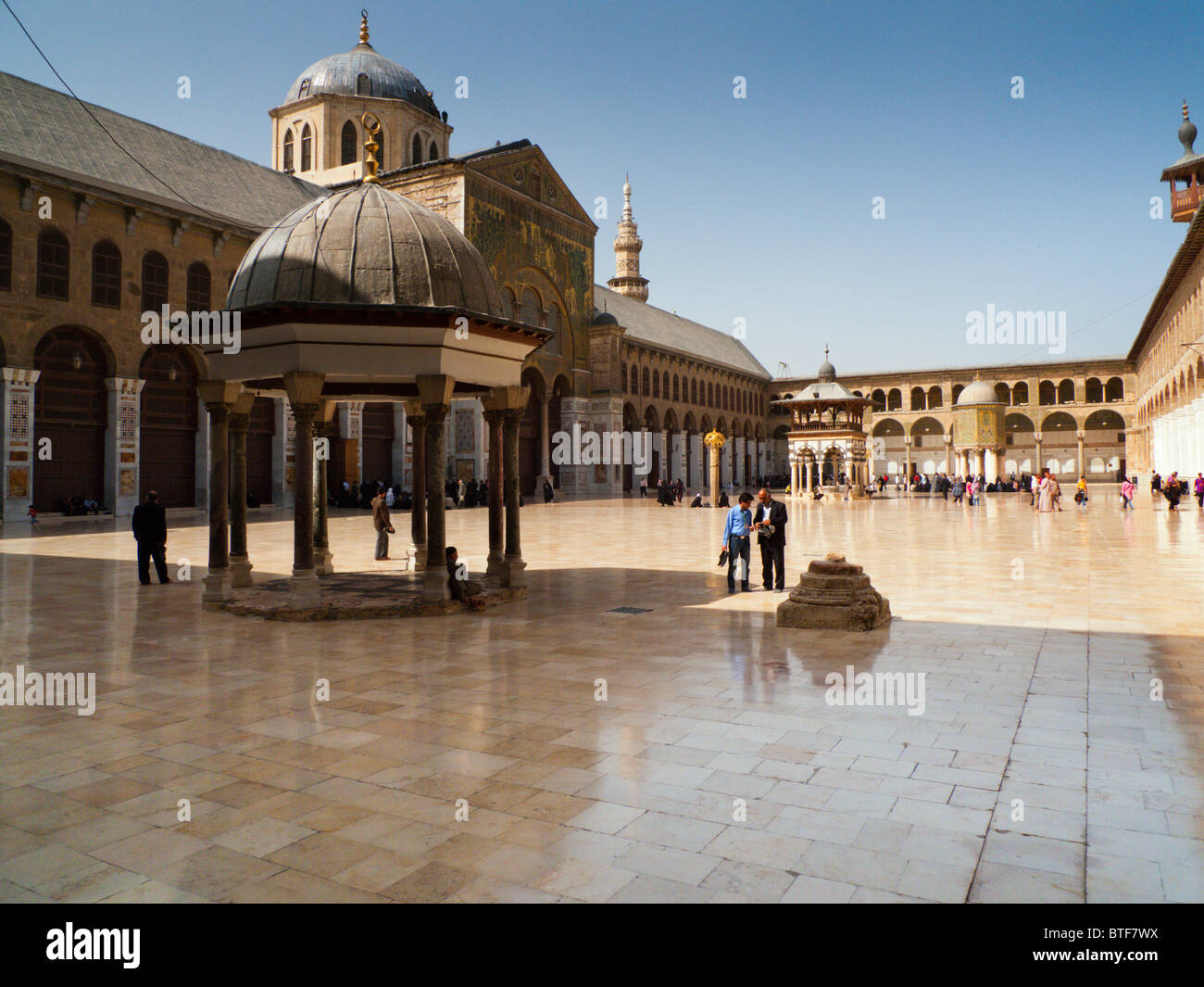 La moschea di Ummayad Completata nel 715 d.c. conosciuta anche come la Grande Moschea di Damasco, a Damasco in Siria il Medio Oriente Foto Stock