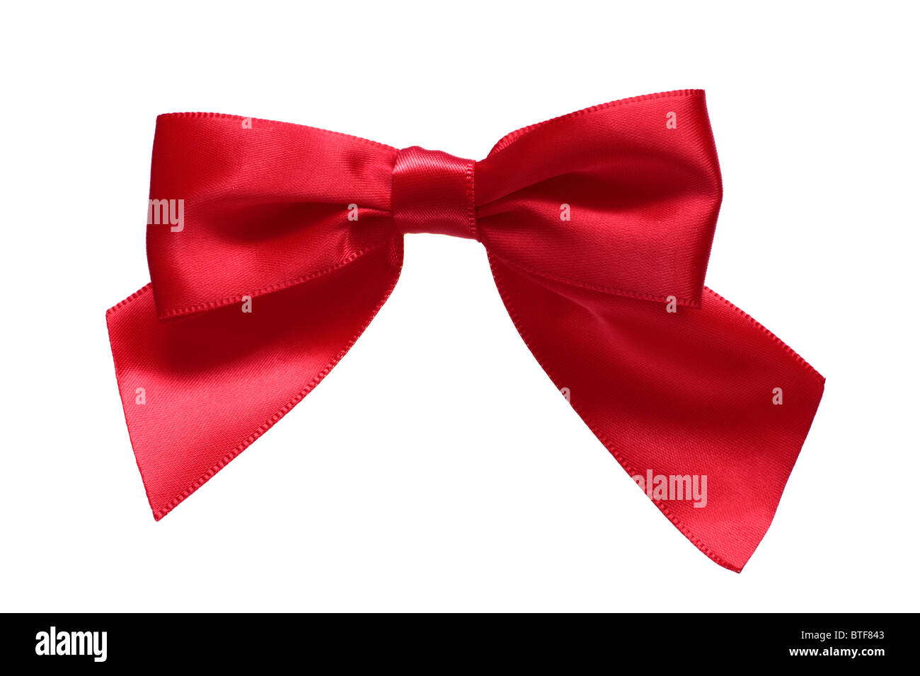 Nastro rosso sulla prua di un bianco puro 255/255/255 sfondo. Questa pura sfondo bianco significa che può essere ruotato per adattarsi al tuo layout. Foto Stock