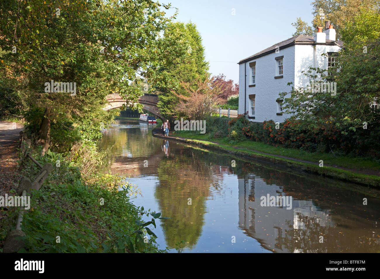 La Bridgewater Canal a Grappenhall, Cheshire Foto Stock