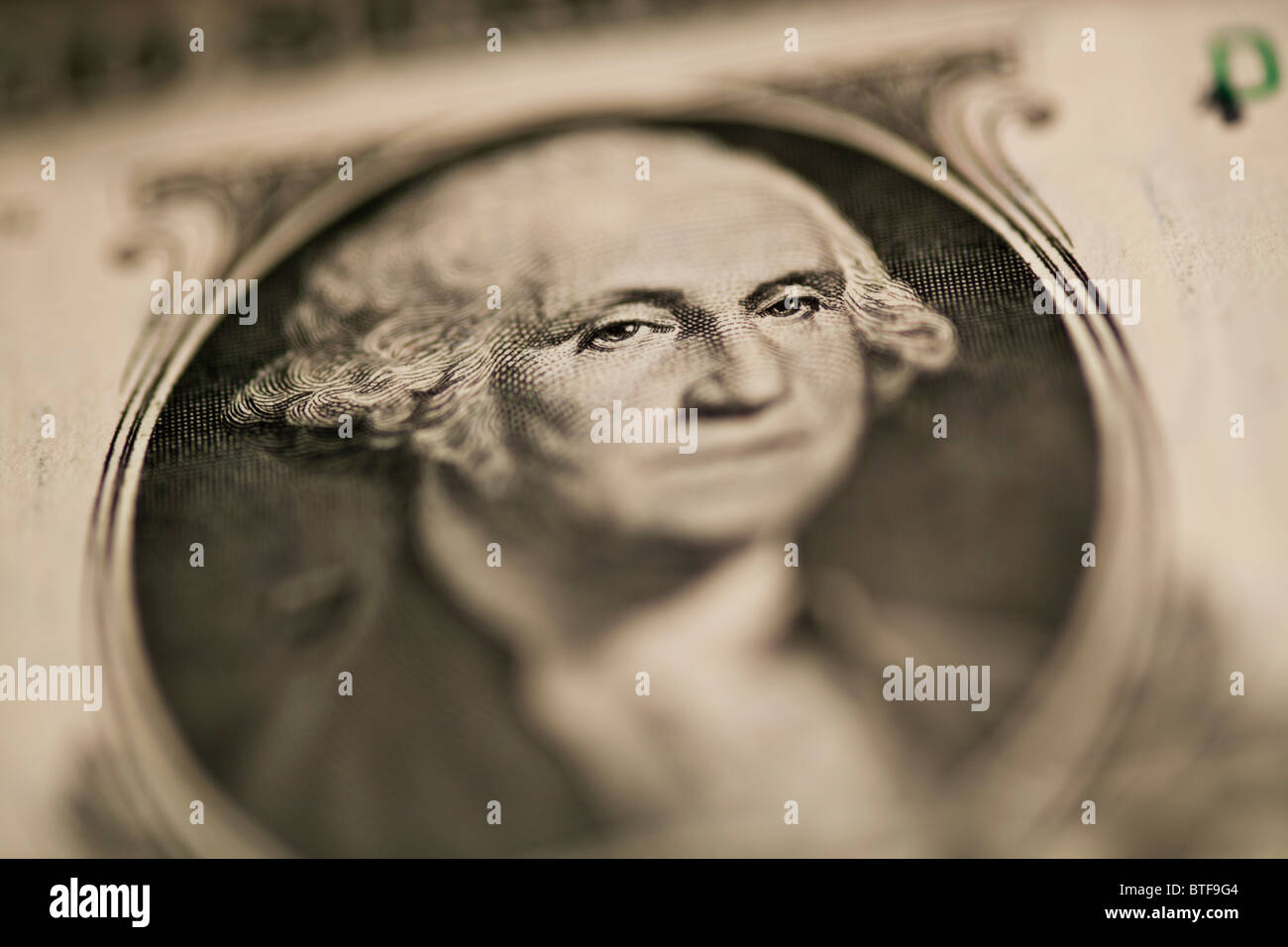 Close up di George Washington in un dollaro Foto Stock