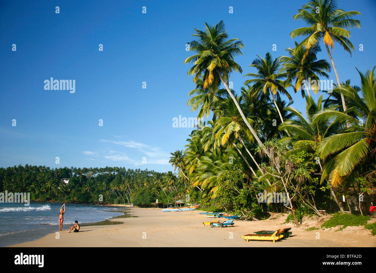 Spiaggia di Mirissa noto anche come Paradise Beach, Sri Lanka. Foto Stock