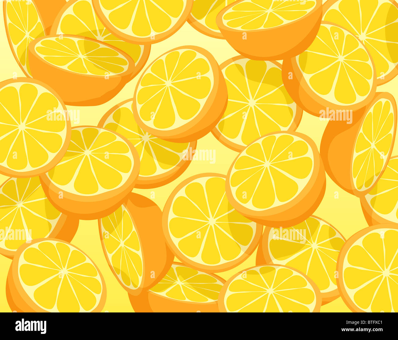Illustrazione della caduta di arance a fette Foto Stock