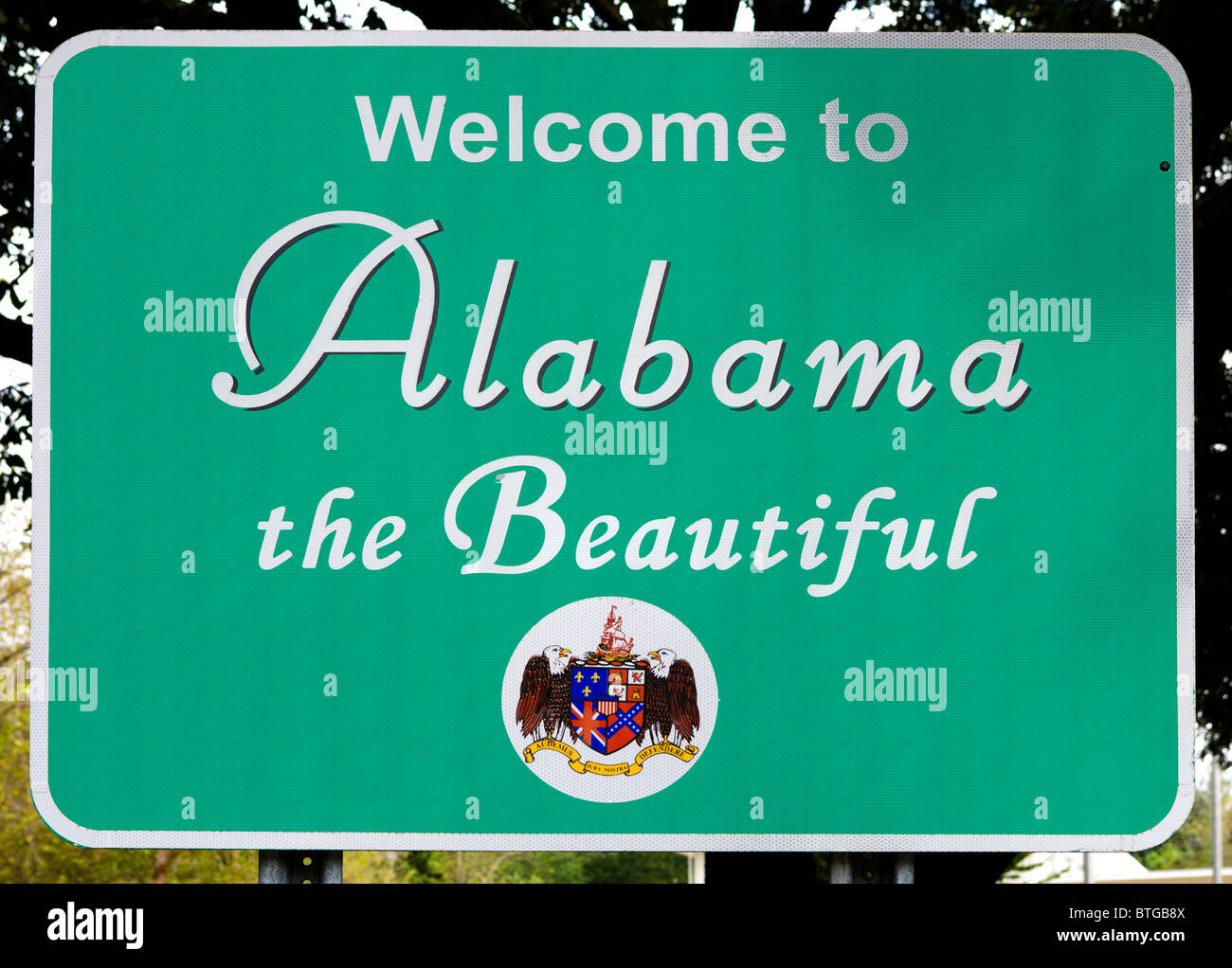 Benvenuti in Alabama segno al centro di accoglienza, Alabama, STATI UNITI D'AMERICA Foto Stock