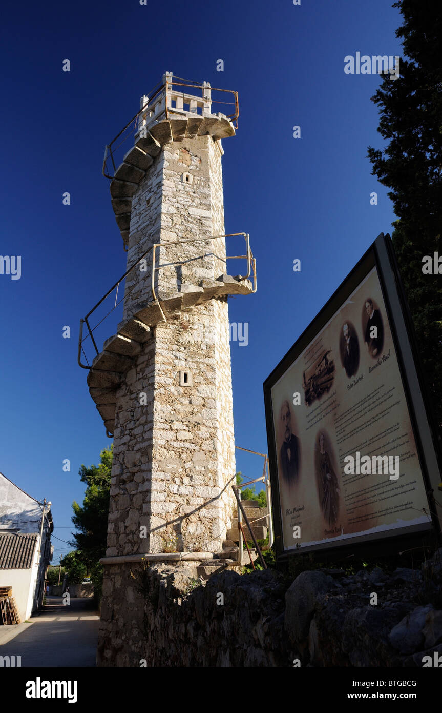 Torre Toreta, icona dell'isola di Silba, Croazia Foto Stock