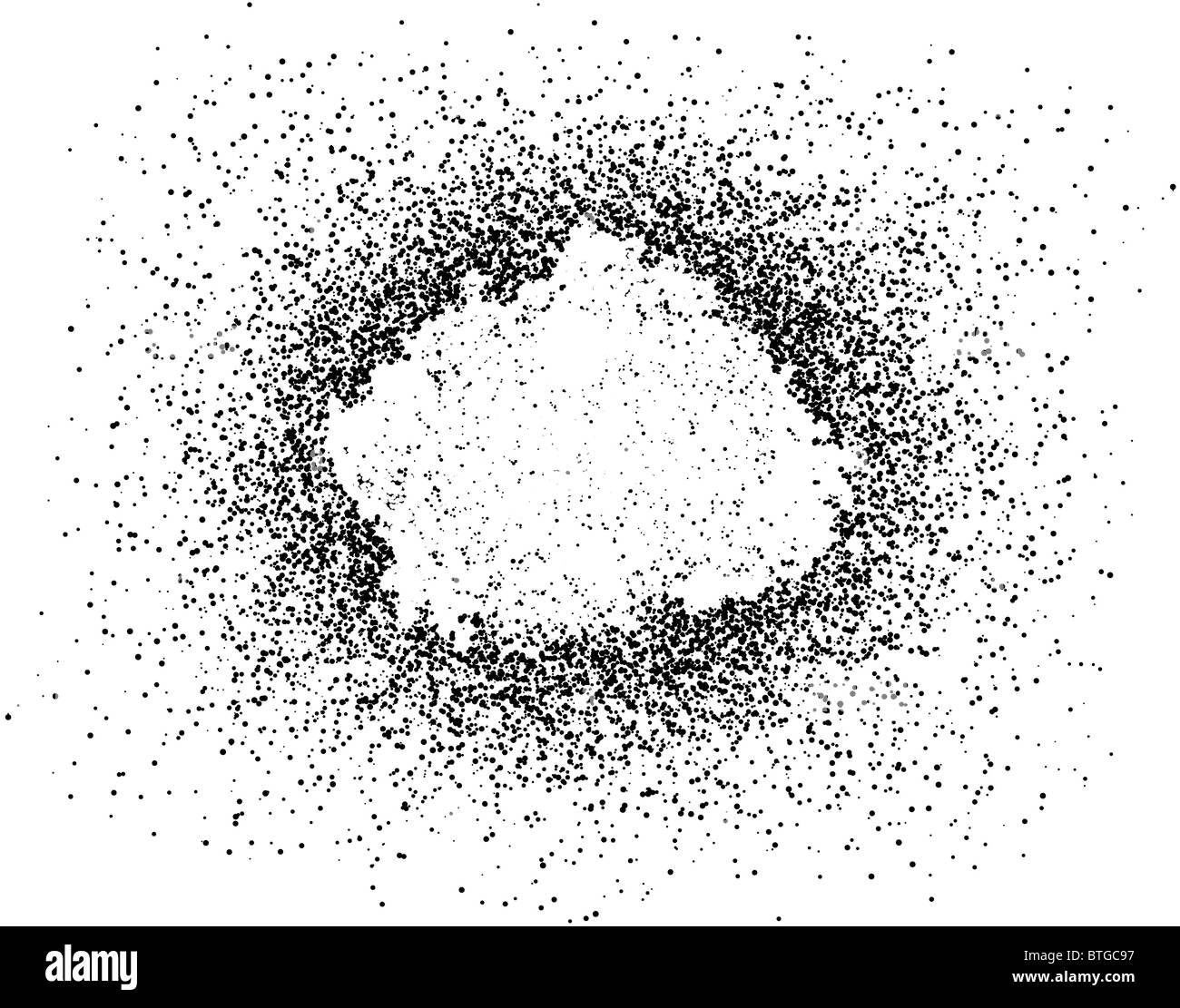 Illustrazione astratta di un foro e granuli Foto Stock