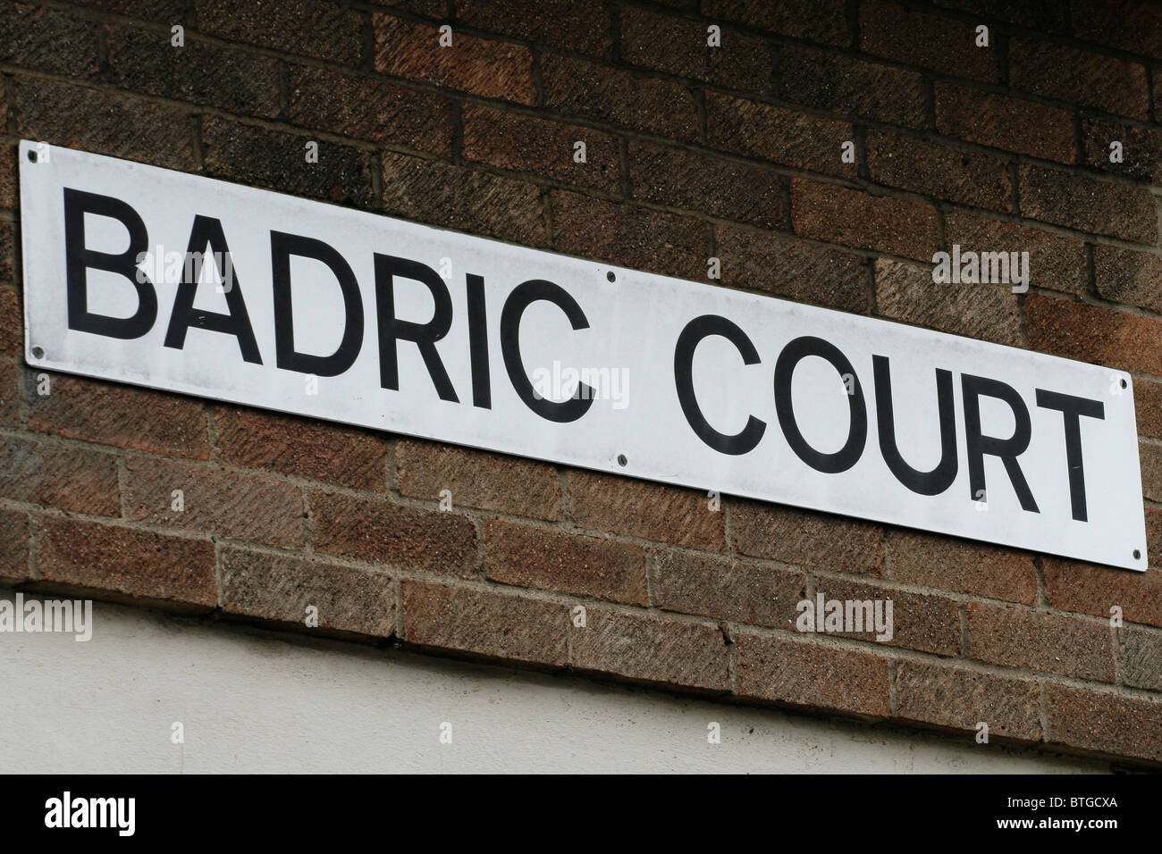 Corte Badric strada segno in Battersea, Londra del sud. Foto Stock