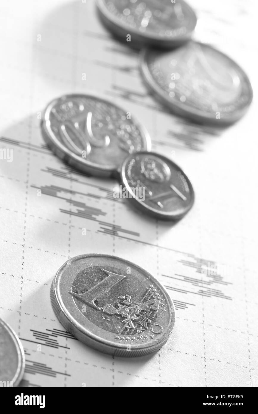 Schema di business sulla relazione finanziaria con le monete Foto Stock