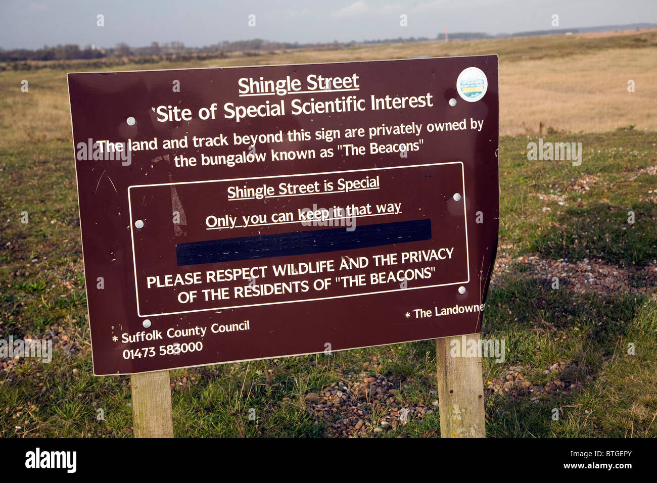 Sito di segno particolare interesse scientifico Shingle Street Suffolk in Inghilterra Foto Stock