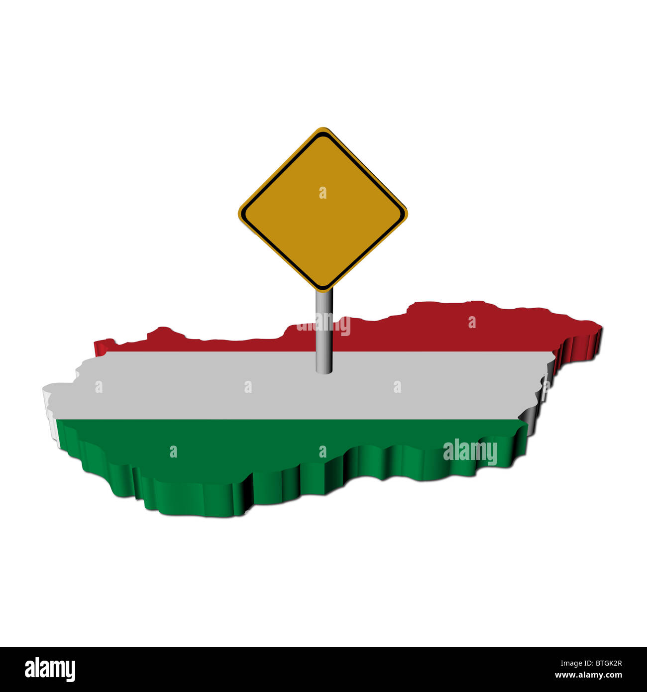 Un cartello di segnalazione sull'Ungheria bandiera mappa immagine Foto Stock