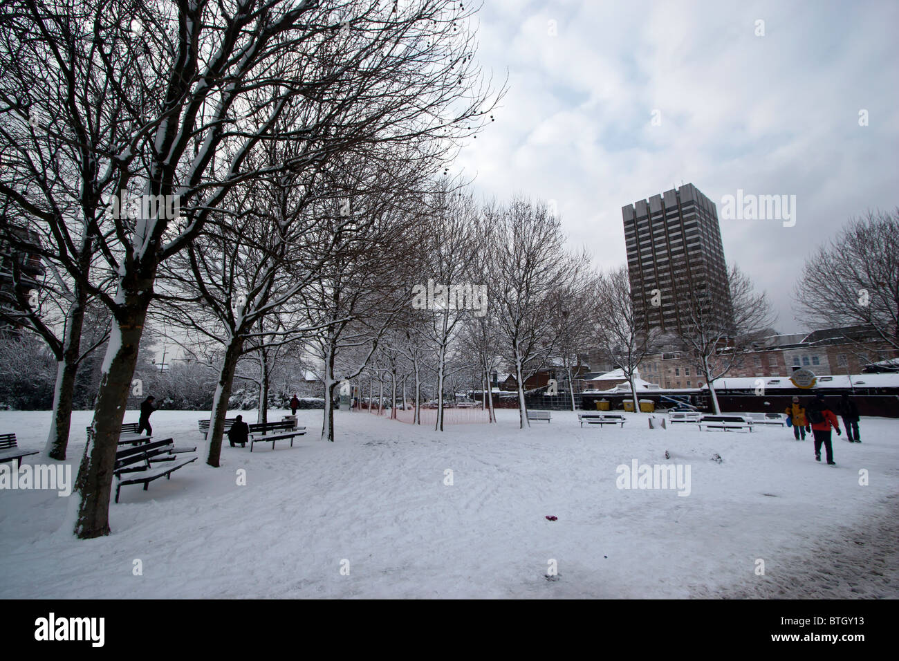 London South Bank nella neve Foto Stock