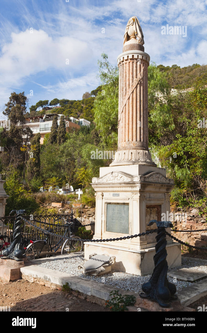 Malaga, Spagna. Monumento nel cimitero di Inglese per William Mark, 1782-1849, il console britannico a Malaga per il Regno di Granada. Foto Stock