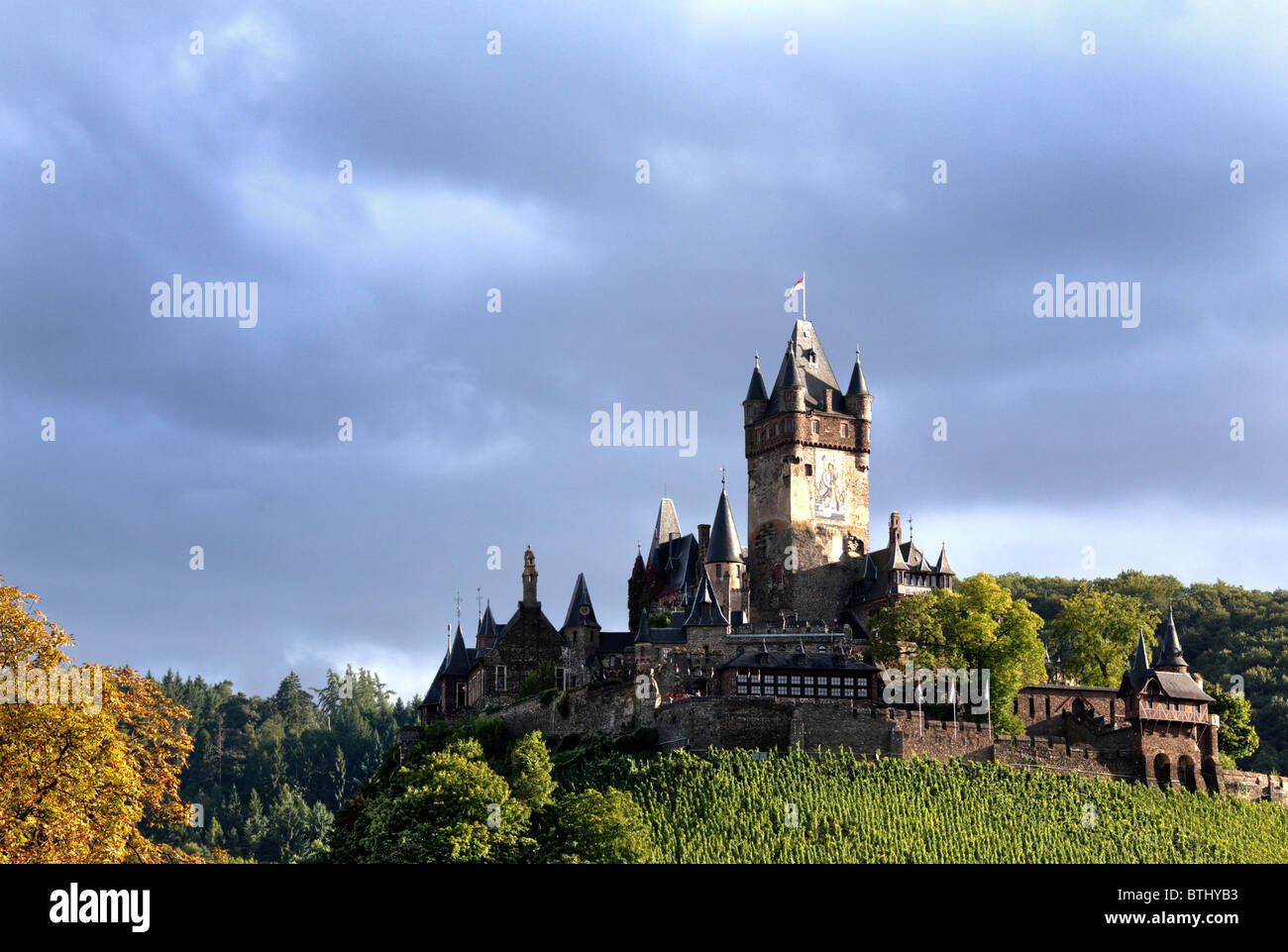 Sul Reichsburg Cochem (Castello Imperiale), Cochem, Renania-Palatinato, Germania Foto Stock