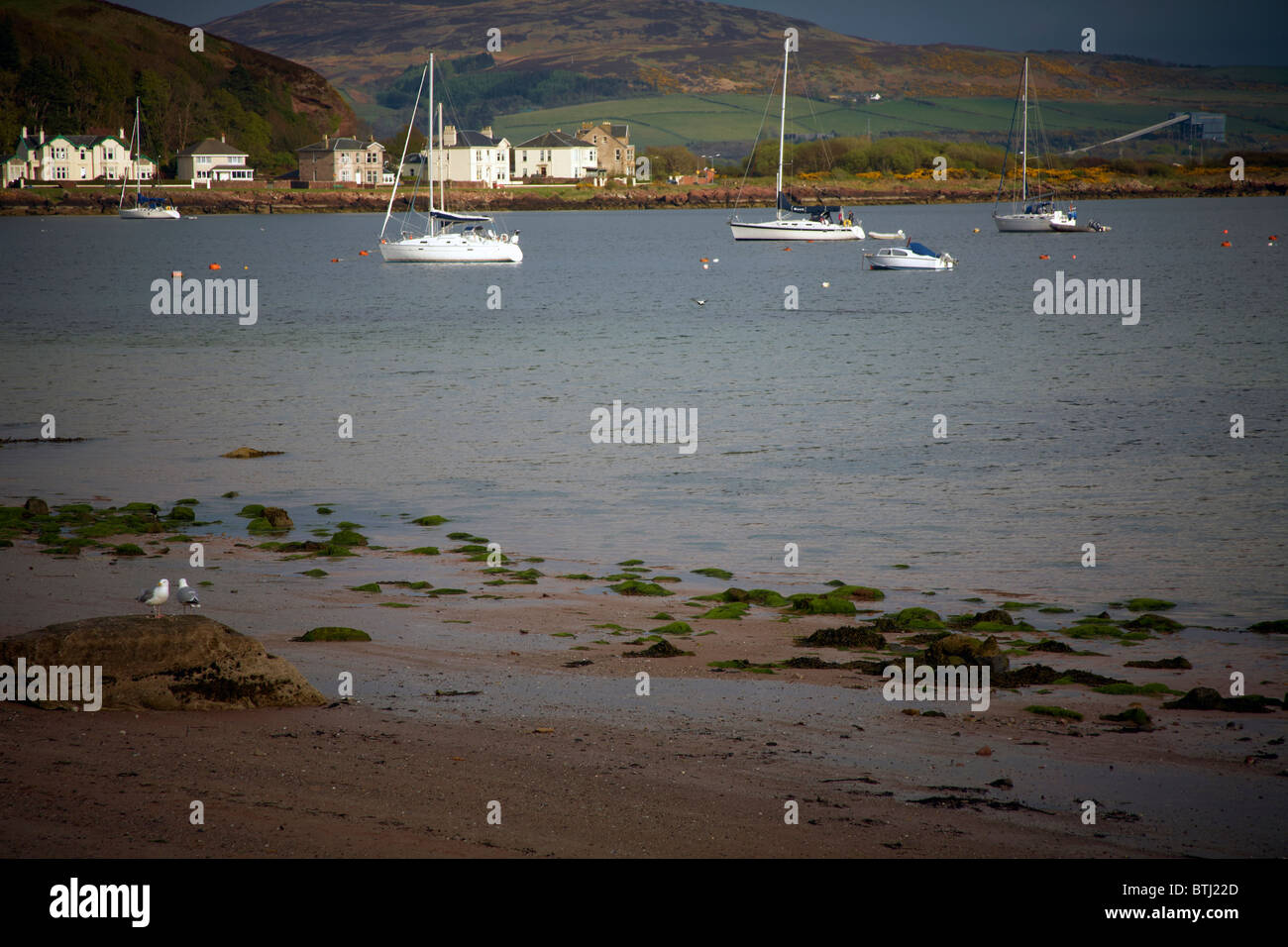 Vedute del lungomare a Millport sull'Isola di Cumbrae, al largo della costa della Largs Ayrshire, Scoltland Foto Stock