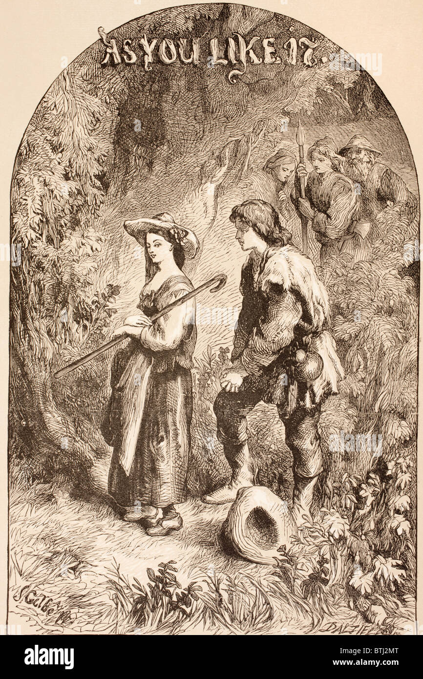 Illustrazione da Sir John Gilbert per come ti piace, da William Shakespeare. Foto Stock