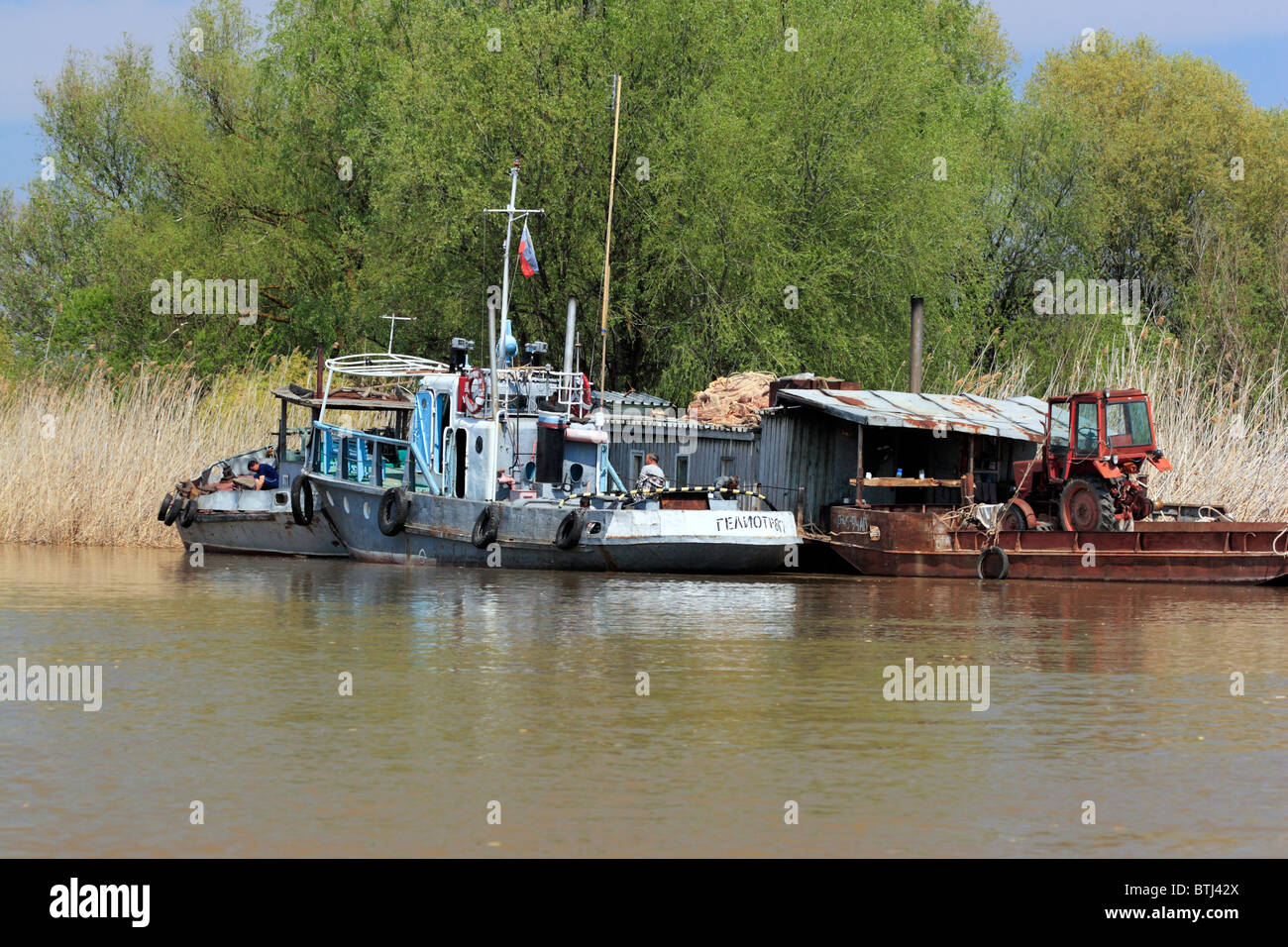 Fiume Volga Delta, Regione di Astrakhan, Russia Foto Stock