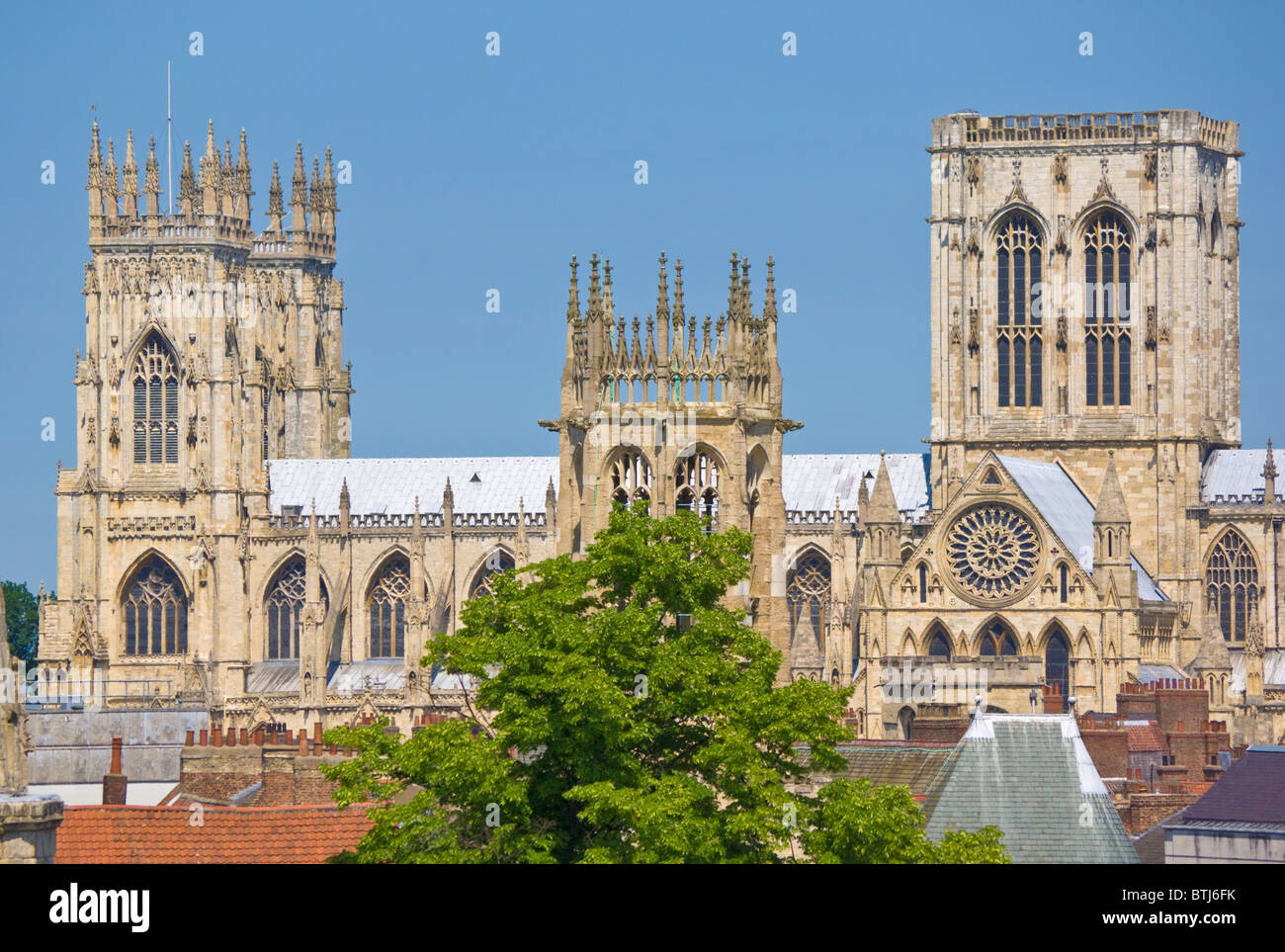 York Minster nord europa la più grande cattedrale gotica della città di York, nello Yorkshire, Inghilterra, Regno Unito, GB, Unione Europea, Europa Foto Stock