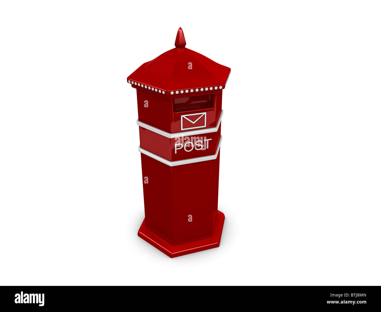 3D rendering, rosso post box isolate su sfondo bianco Foto Stock