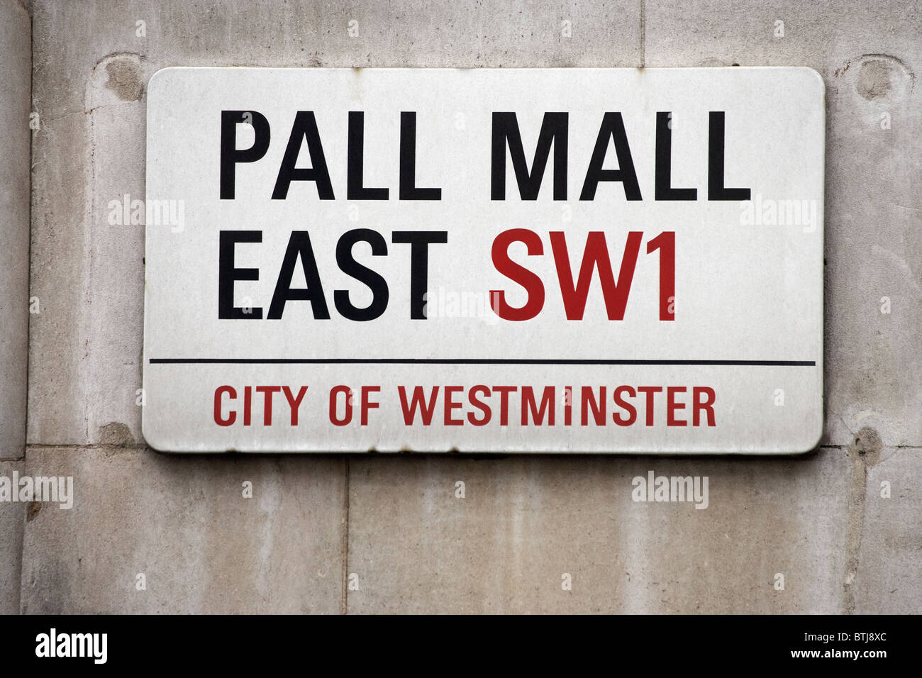 Pall Mall street segno, London, England, Regno Unito Foto Stock