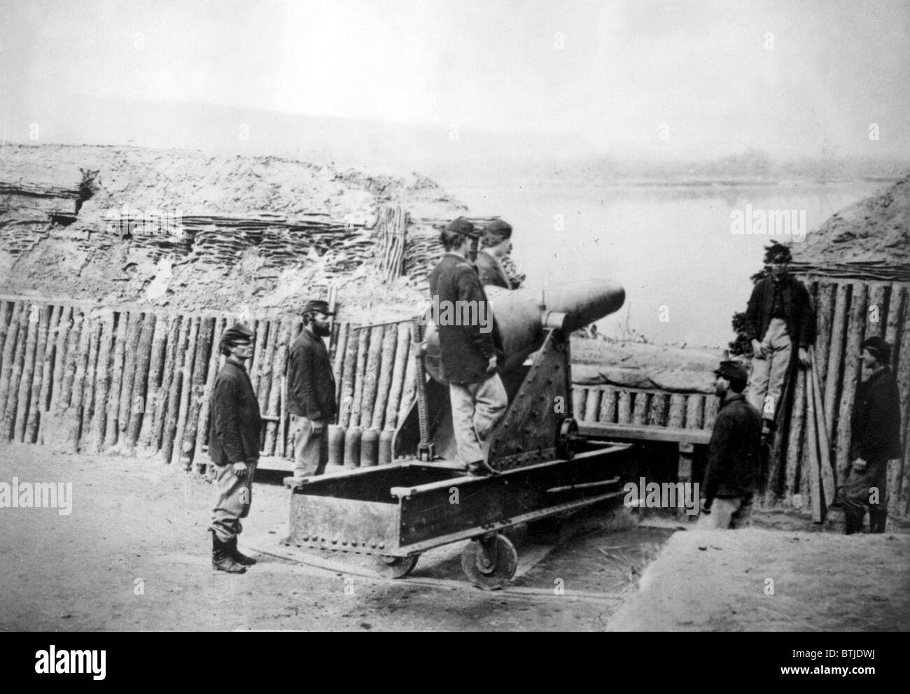 Guerra civile-Unione batteria sul fiume James vicino a Richmond, VA. Foto Stock