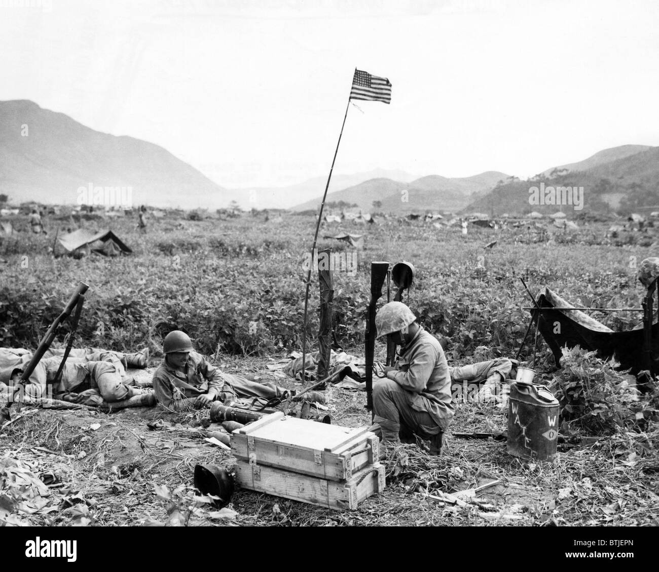 Stati Uniti Marines in Corea durante la Guerra di Corea, Agosto 1950. Foto Stock