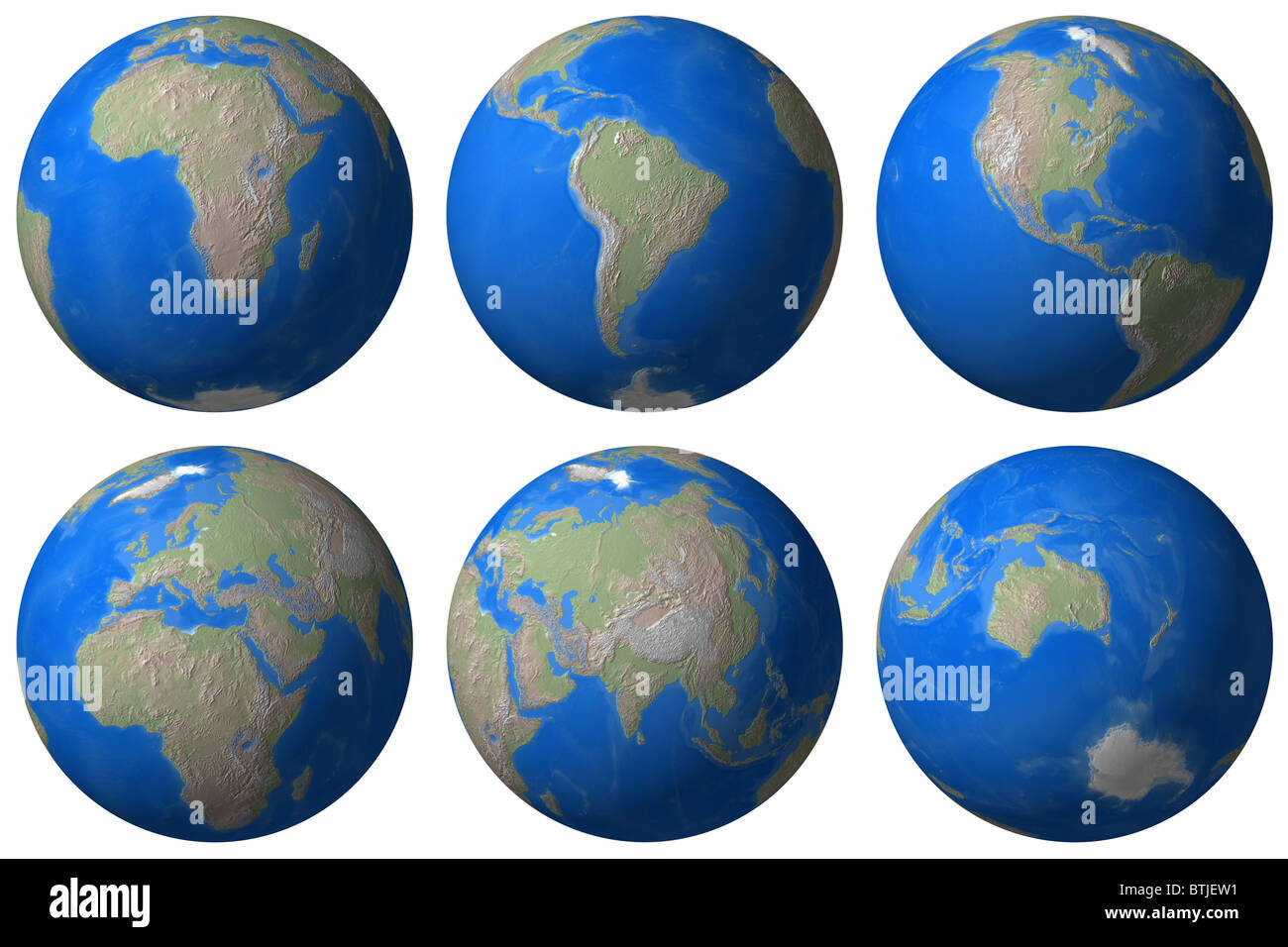 La terra vista diversa - isolato Foto Stock