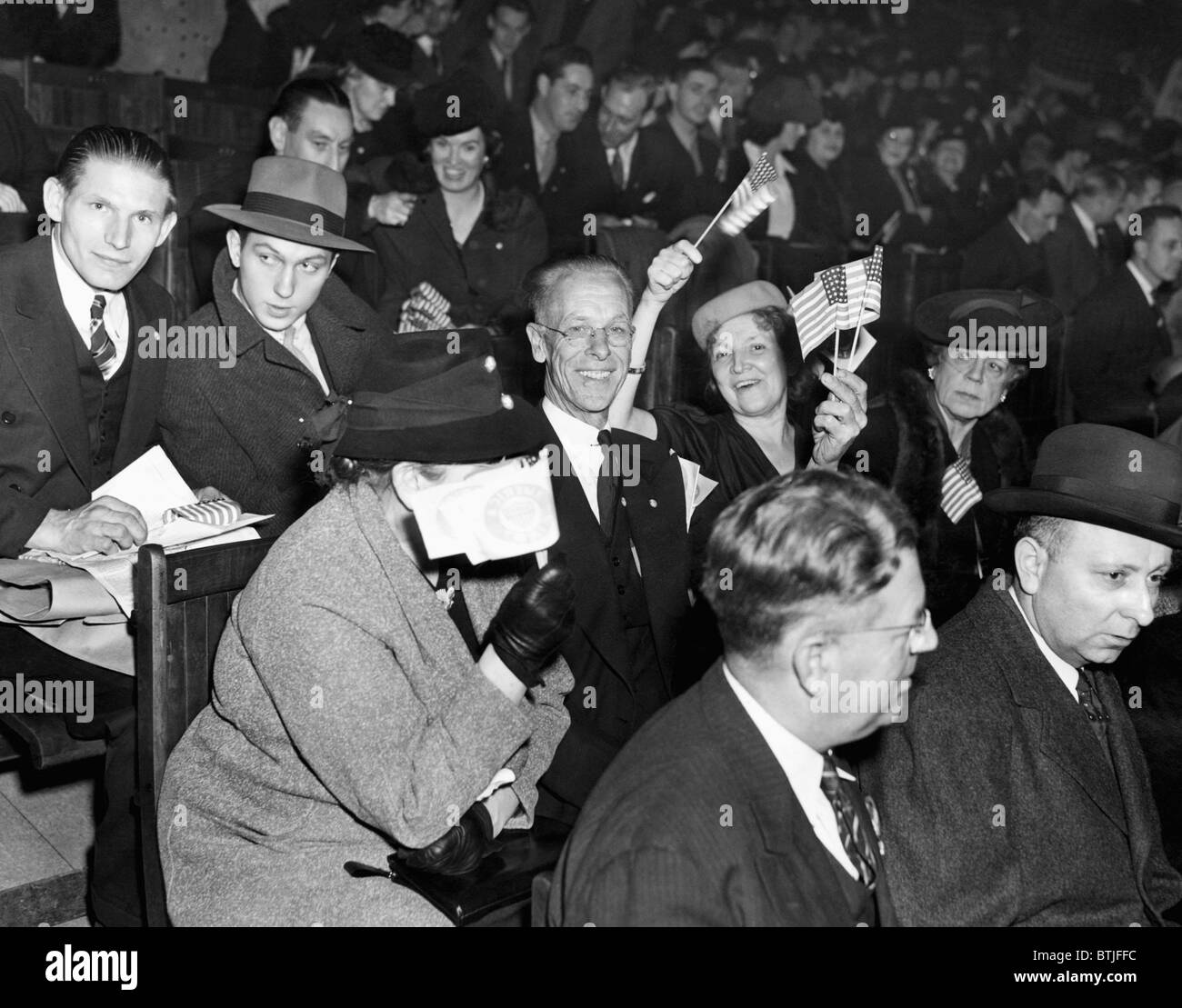 L'America primo comitato, protestando gli Stati Uniti entrata in guerra mondiale II, New York, Novembre 4, 1941. Archivi CSU/Cou Foto Stock