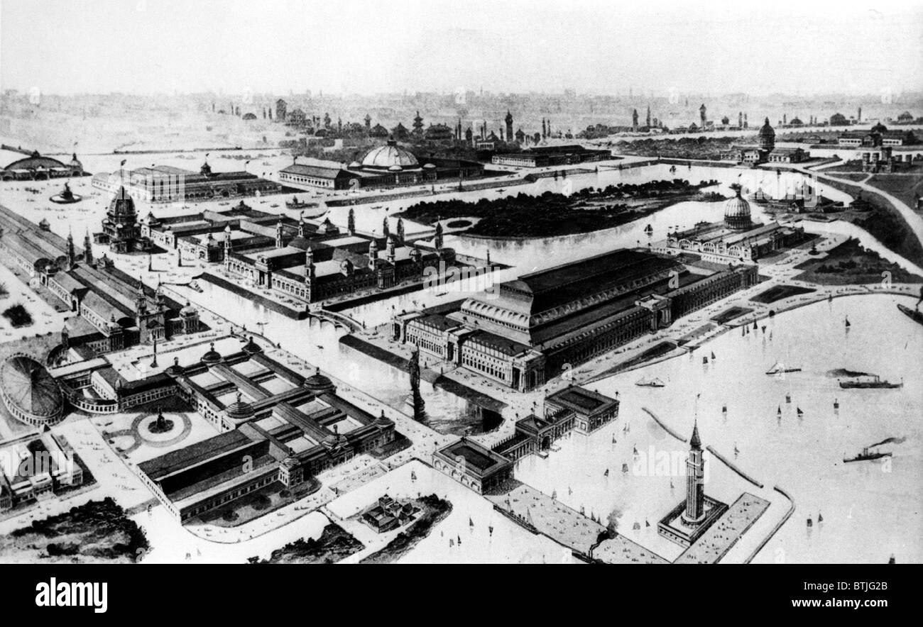 Rendering di artisti del 1893 Fiera del Mondo di Chicago motivi (aka Chicago 1893 World's Columbian Exposition ). Foto Stock