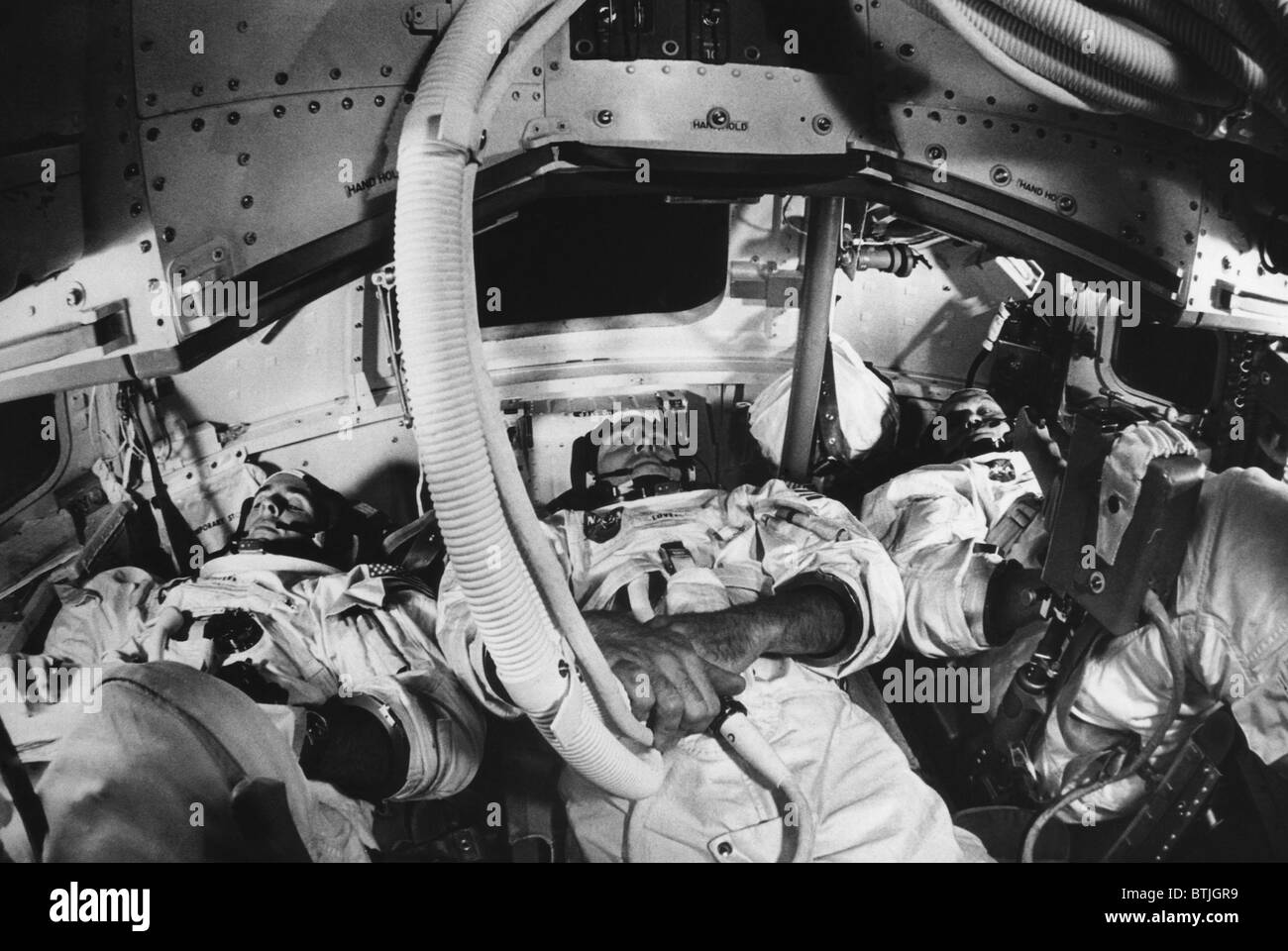 Apollo 8 astronauti, William A. Anders, James A. Lovell Jr., Frank Borman, Cape Kennedy, Florida, 20 novembre 1968. Archivio CSU Foto Stock