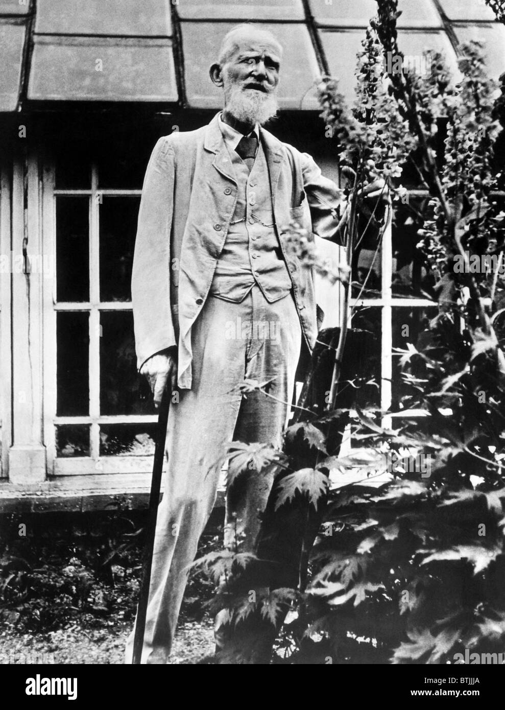 Il drammaturgo George Bernard Shaw al suo paese casa in Inghilterra alla vigilia del suo novantesimo compleanno. Giugno 25, 1946. Courtesty: CSU Arc Foto Stock