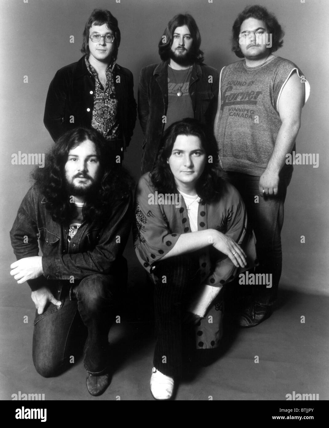 Il indovina chi, (anteriore, l-r) Burton Cummings, Don McDougall (retro, l-r) Garry Peterson, Bill Wallace, ca. 1973. Foto Stock
