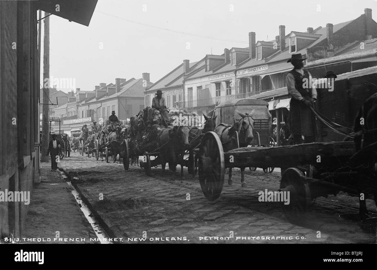 Il mercato francese, New Orleans, Louisiana, da William Henry Jackson, circa 1890s. Foto Stock