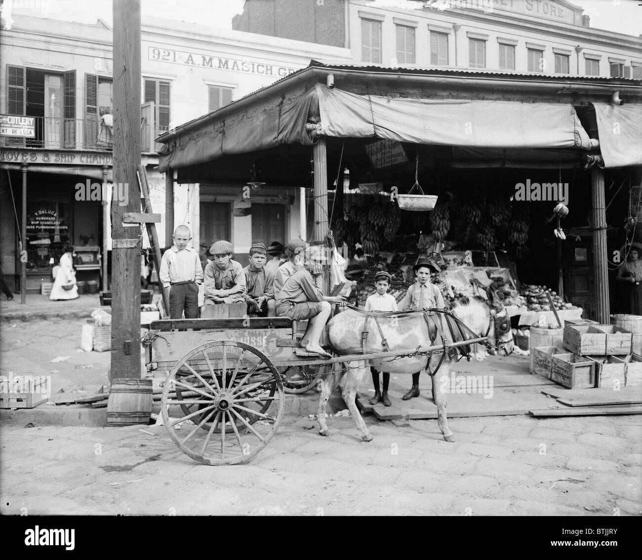 Il mercato francese, New Orleans, Louisiana, circa 1910. Foto Stock