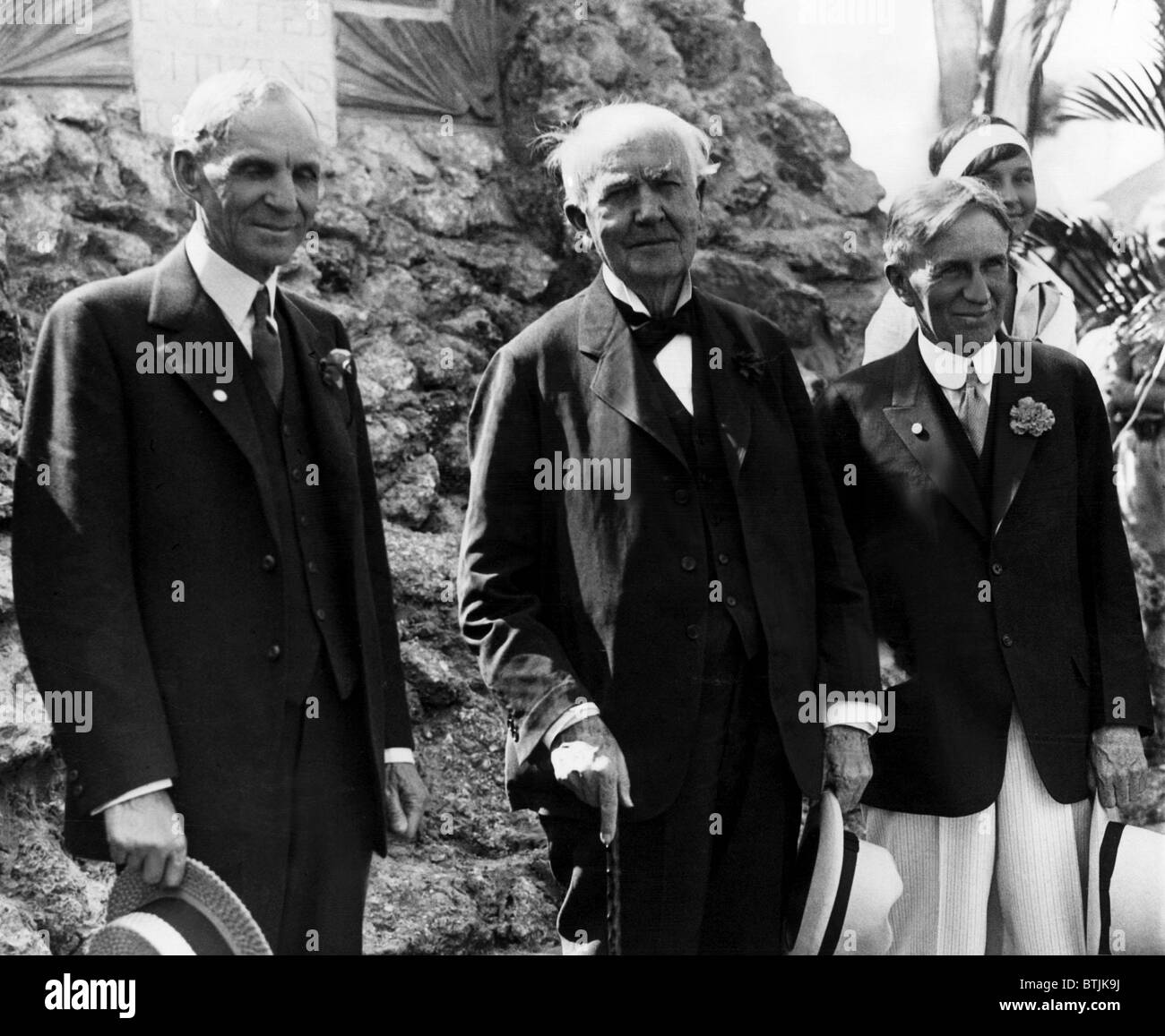 I tre grandi: Henry Ford,Thomas Edison e Harvey Firestone in Fort Meyers, Florida. ca.1930. Cortesia archivi CSU/Everett Co Foto Stock