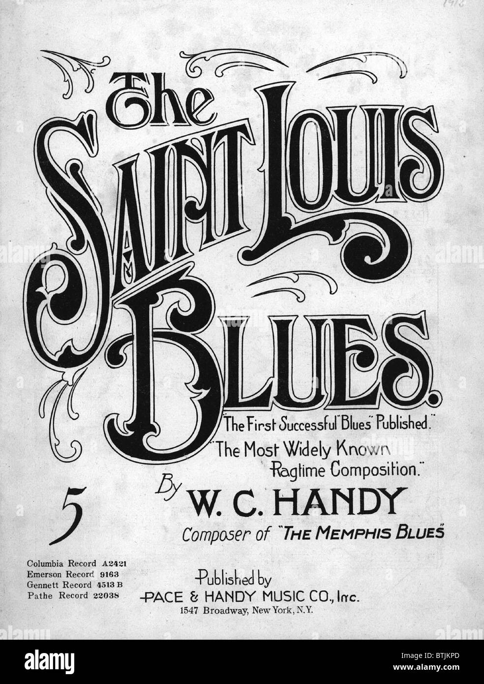 Saint Louis Blues, (aka St Louis Blues), composto da W.C. Comodo, spartiti, circa 1914. Foto Stock