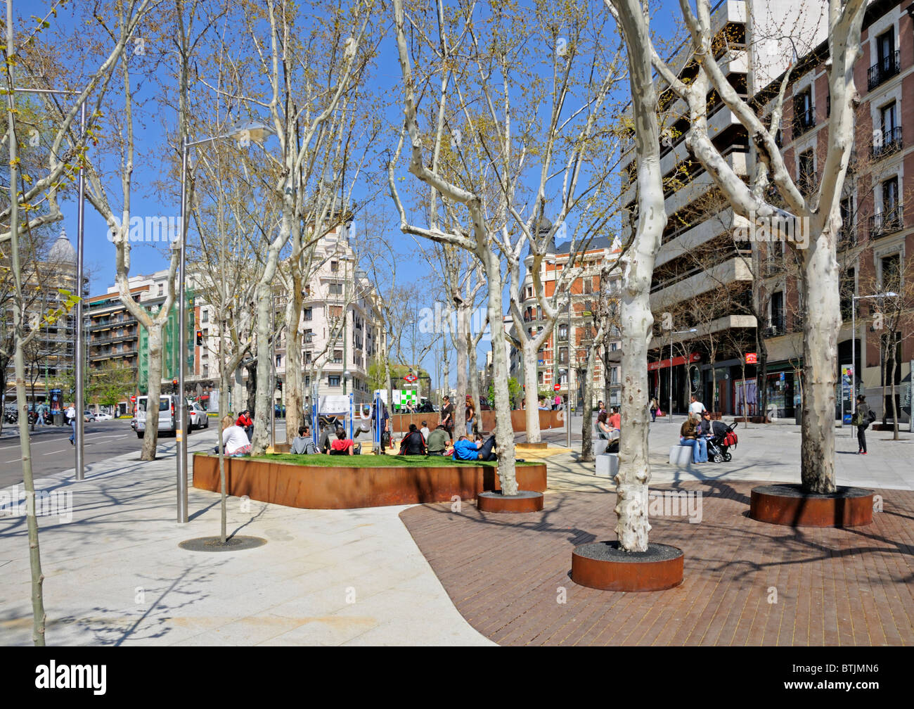 Madrid, Spagna. Plaza Santa Barbara Foto Stock