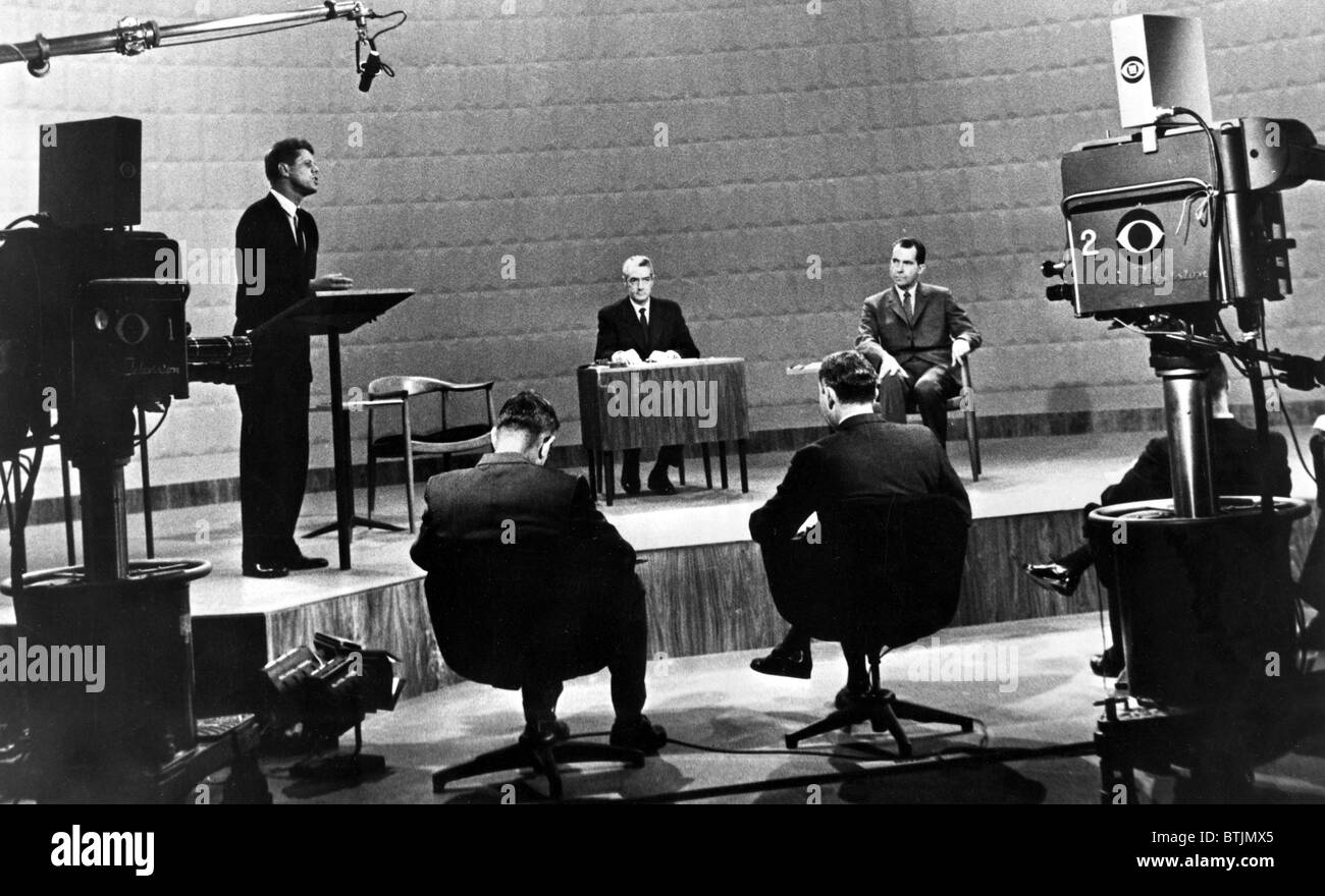 Richard Nixon e John F. Kennedy al dibattito Kennedy-Nixon, 09-26-1960. Foto Stock