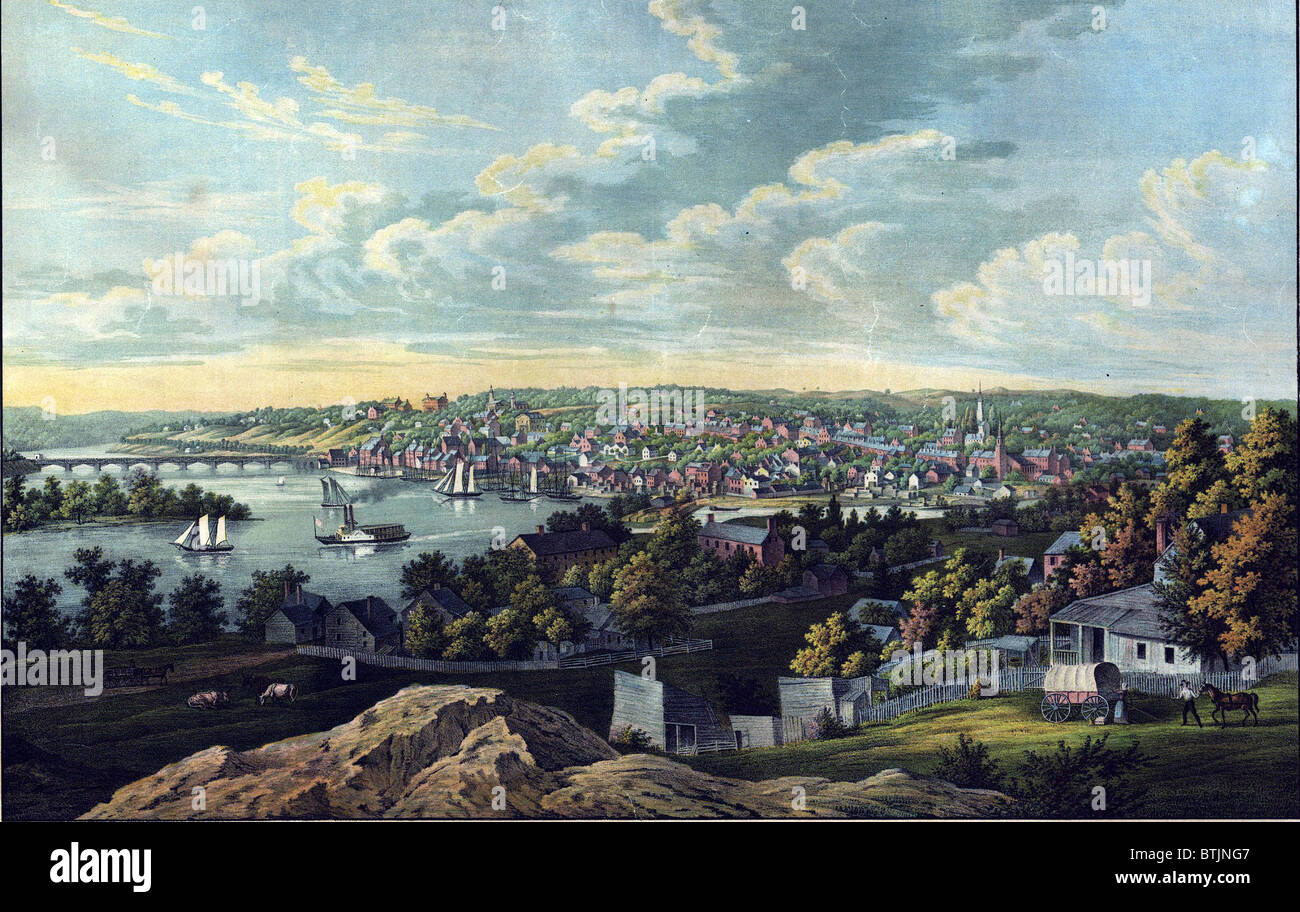 Vista di Georgetown, a Washington D.C., nel 1855. Foto Stock