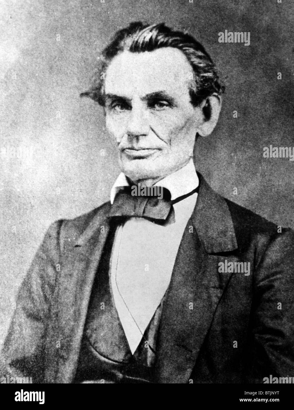 Abramo Lincoln (1809-1865), U.S. Presidente (1861-1865), daguerreotype realizzato in Decatur come una trovata pubblicitaria dopo la fotografia Foto Stock