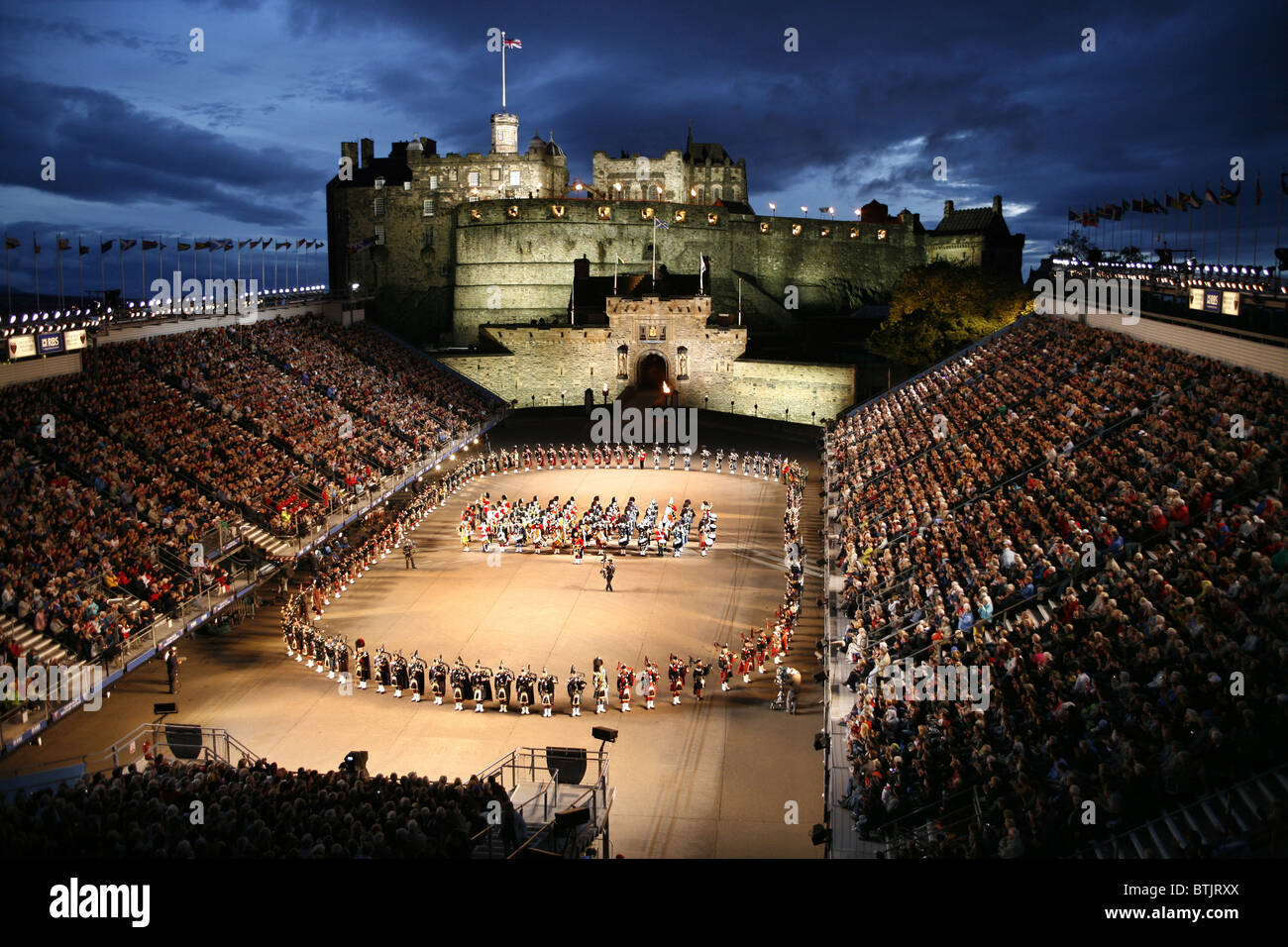 Edinburgh Tattoo militare, il Castello di Edimburgo, Edimburgo, Scozia Foto Stock