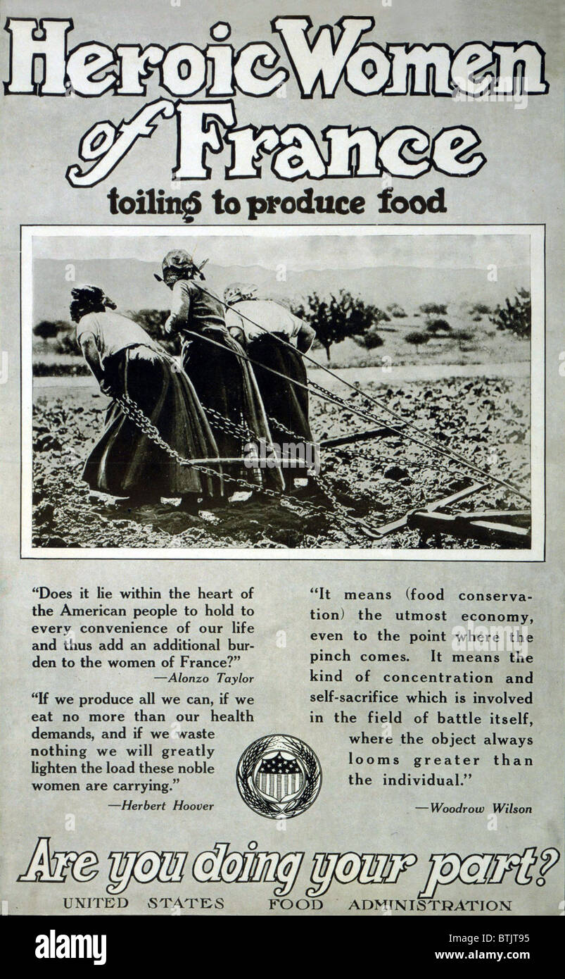 Guerra Mondiale 1 poster di stenti in Francia. Durante la I Guerra Mondiale la US Food Administration, piombo da Herbert Hoover, ha contribuito a conservare il cibo per la guerra e tagliare i consumi civili di alimenti necessari all'estero. Foto Stock