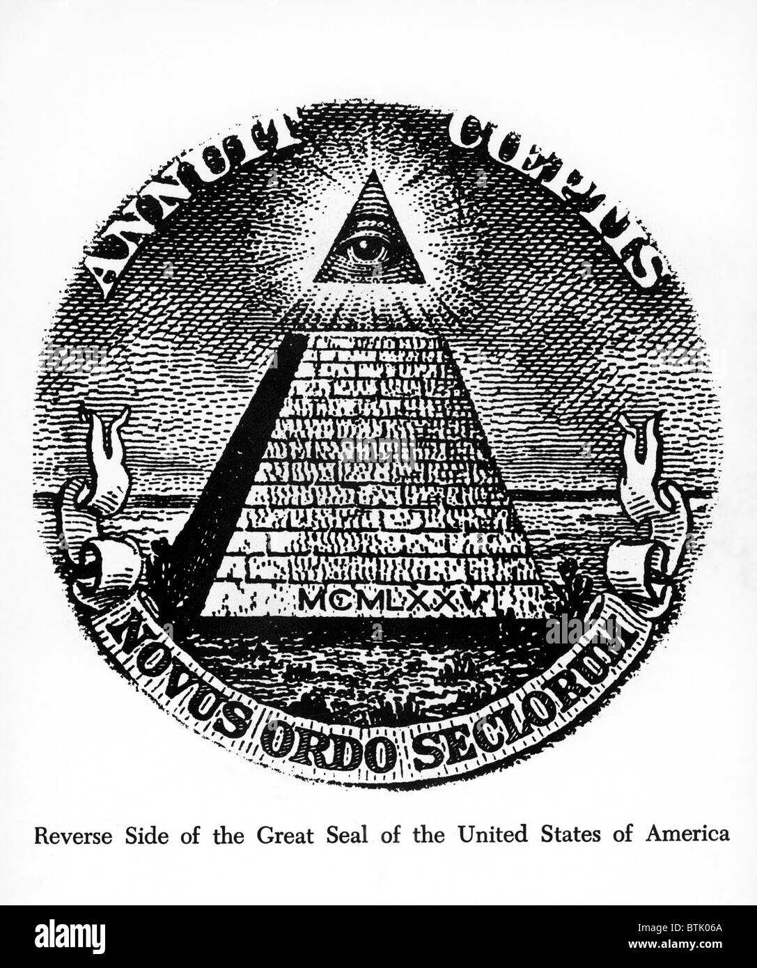 Lato inverso del grande sigillo degli Stati Uniti d'America. Foto Stock