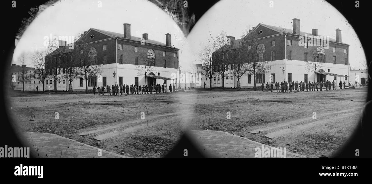 La guerra civile, Old Capitol prigione, prima strada e strade, Washington DC, fotografia stereo, 1860-1865. Foto Stock