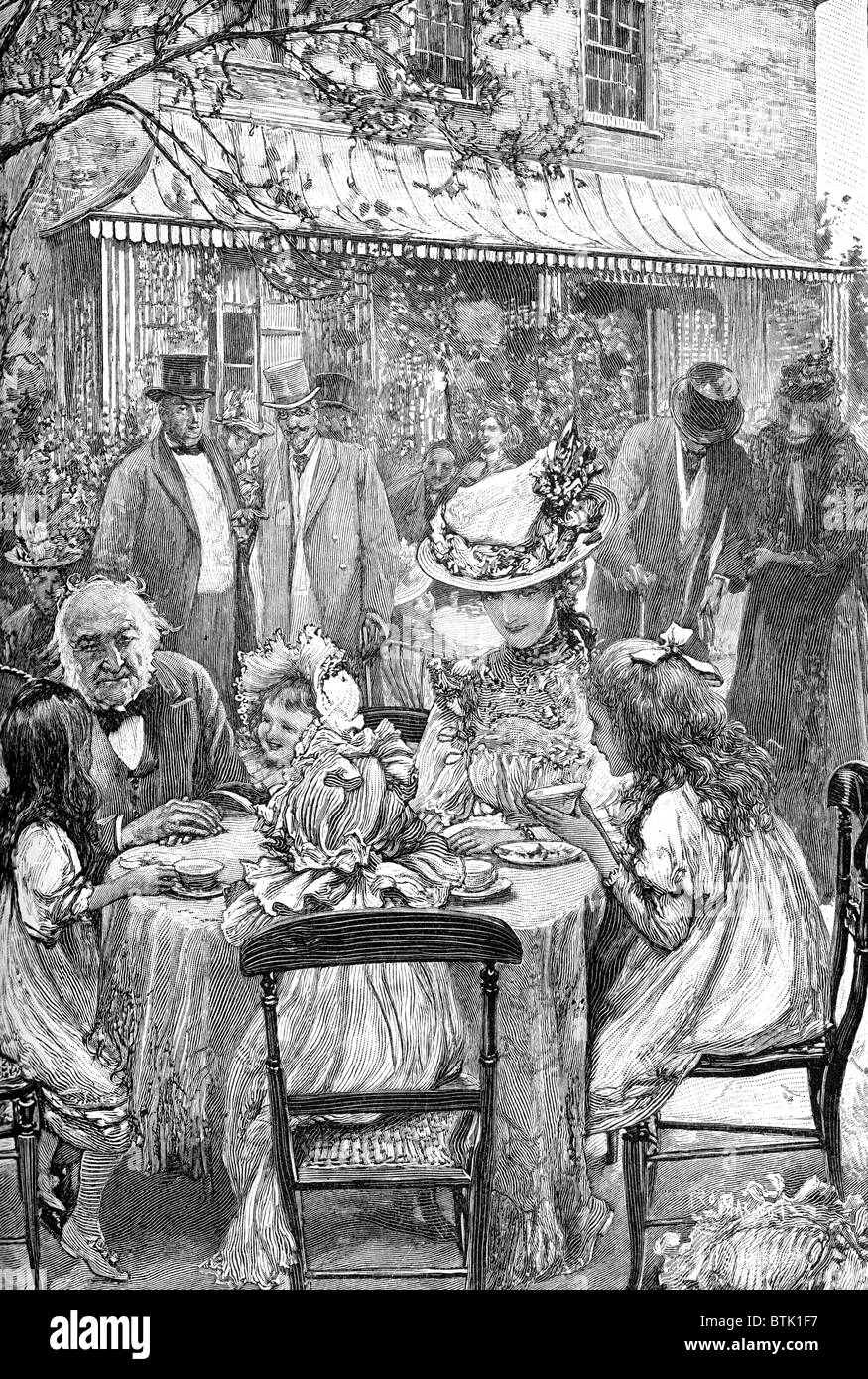 William Ewart Gladstone a un party in giardino Foto Stock