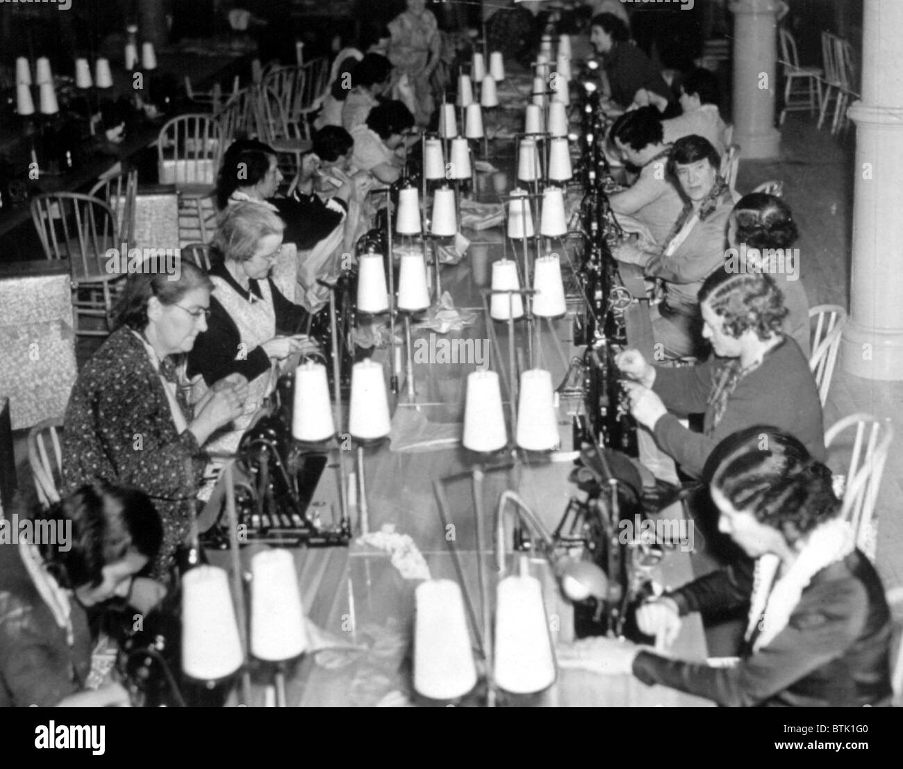 Grande Depressione, le donne a lavorare per progetti nazionali Administration (WPA), 04/24/1936. Foto Stock