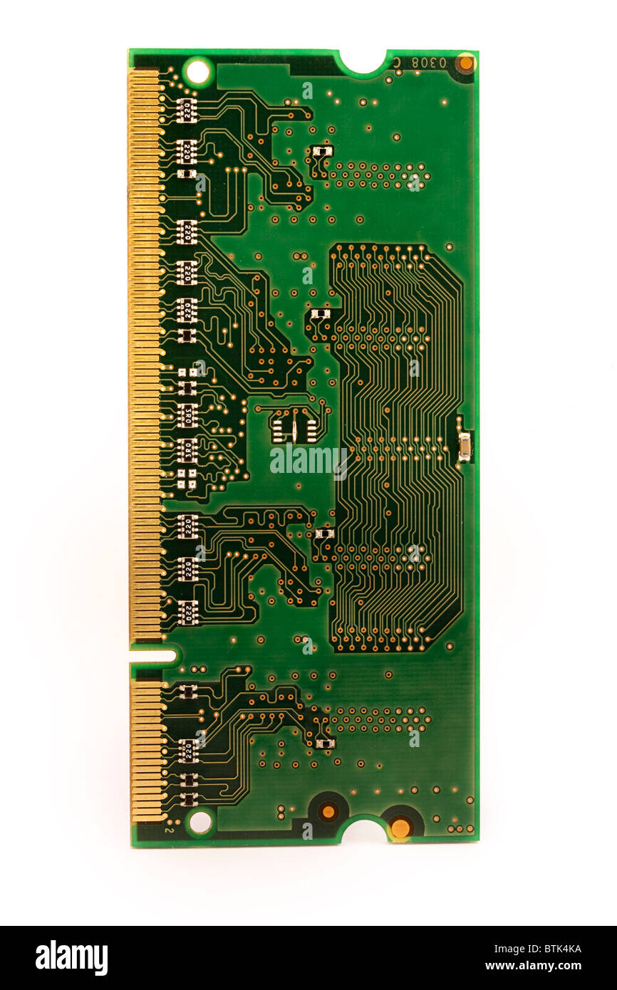 Computer chip di memoria isolato su bianco Foto Stock