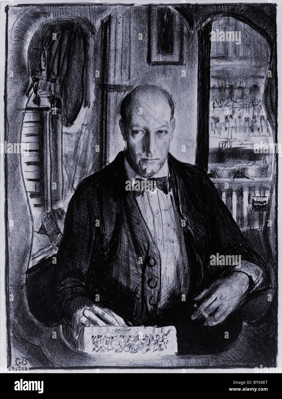 Autoritratto di George soffietto (1882-1925), American pittore realista della scuola di Ashcan, i cui soggetti sono stati prelevati da tutti i livelli della società. Soffietto dipinta la vita urbana e i divertimenti, tra cui la famosa serie di partite di inscatolamento. Foto Stock