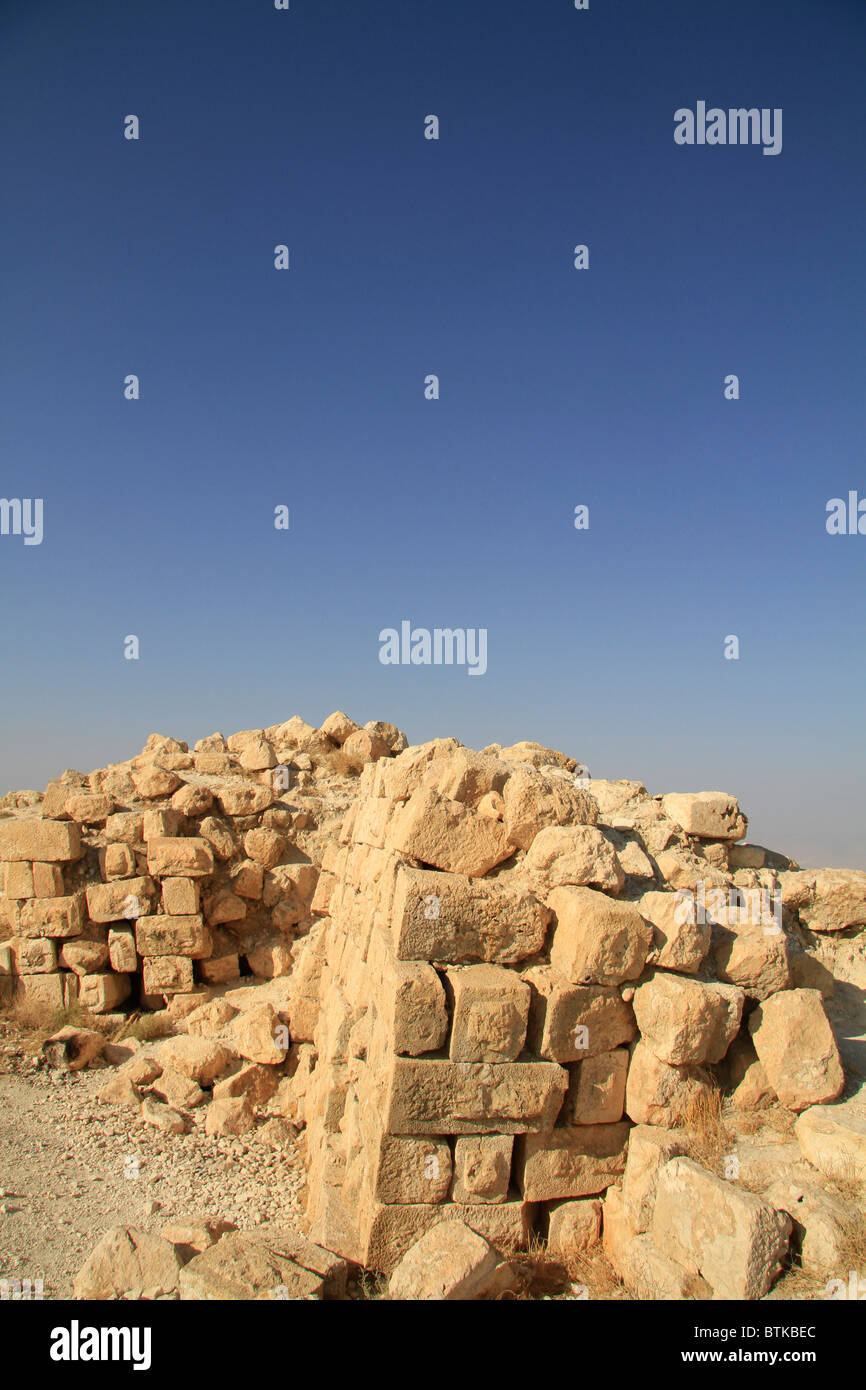 La Samaria e le rovine della fortezza di Hasmonean Alexandrion al Corno di Sartaba Foto Stock